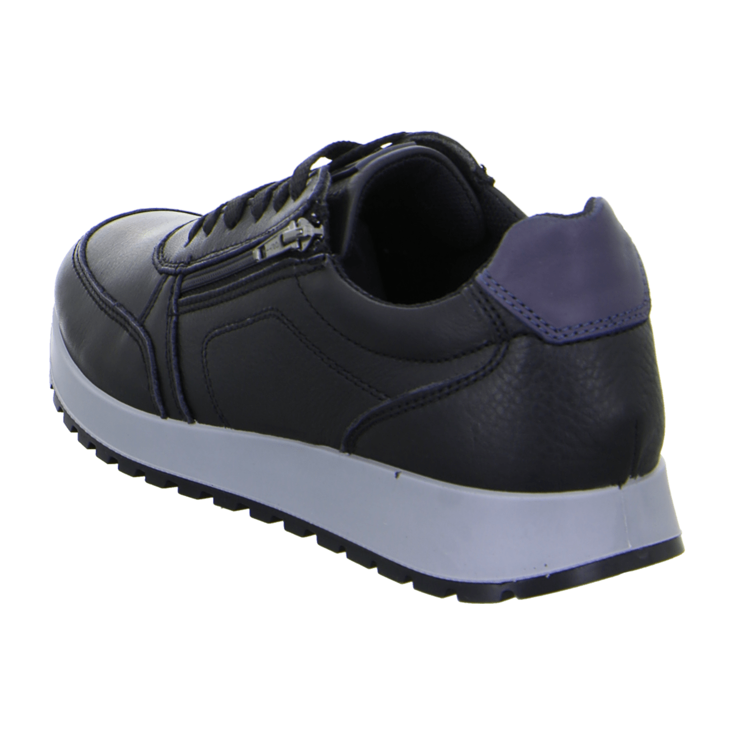 ARA Men's Smooth Leather Sneakers in Black with Lace-Up Closure and Round Toe