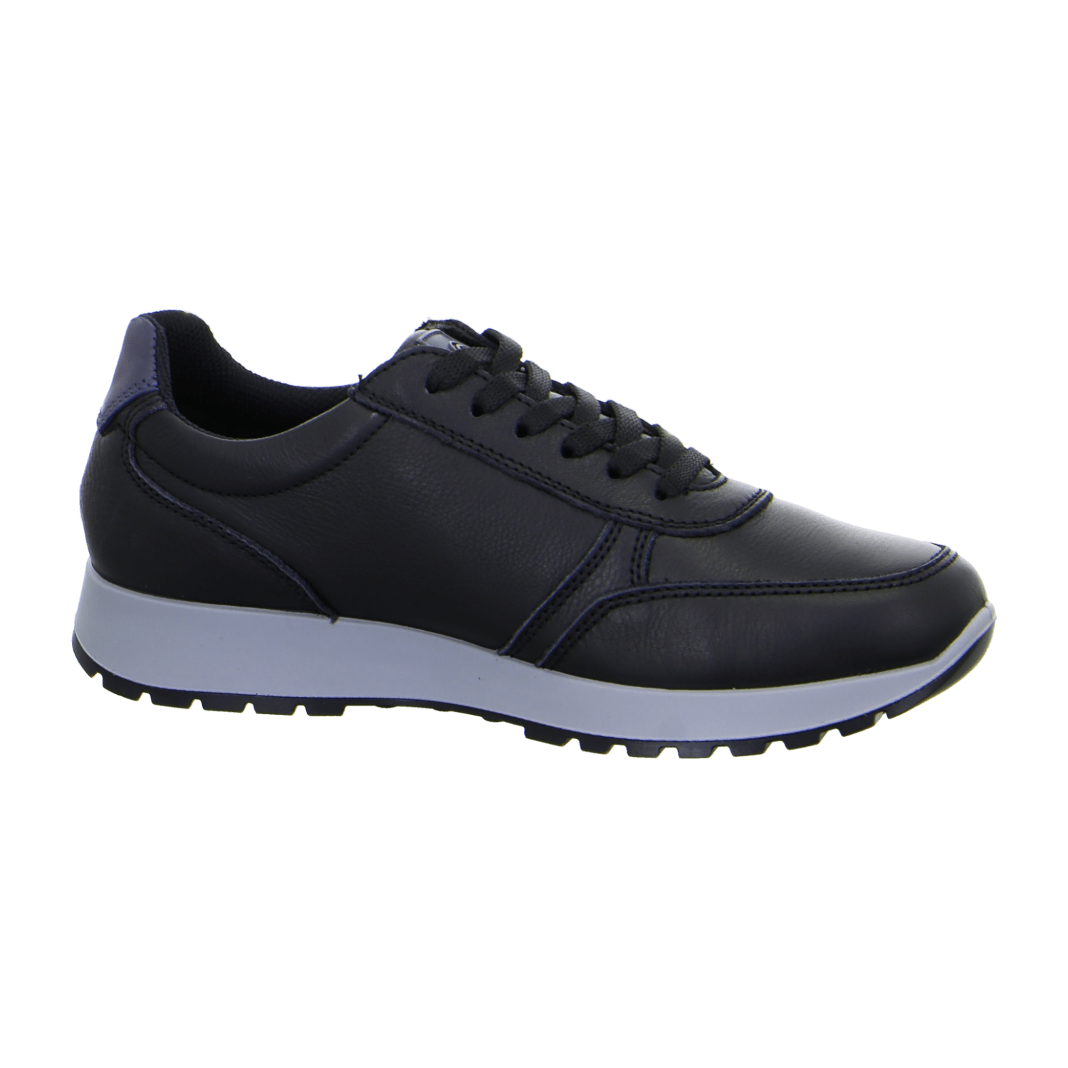ARA Men's Smooth Leather Sneakers in Black with Lace-Up Closure and Round Toe