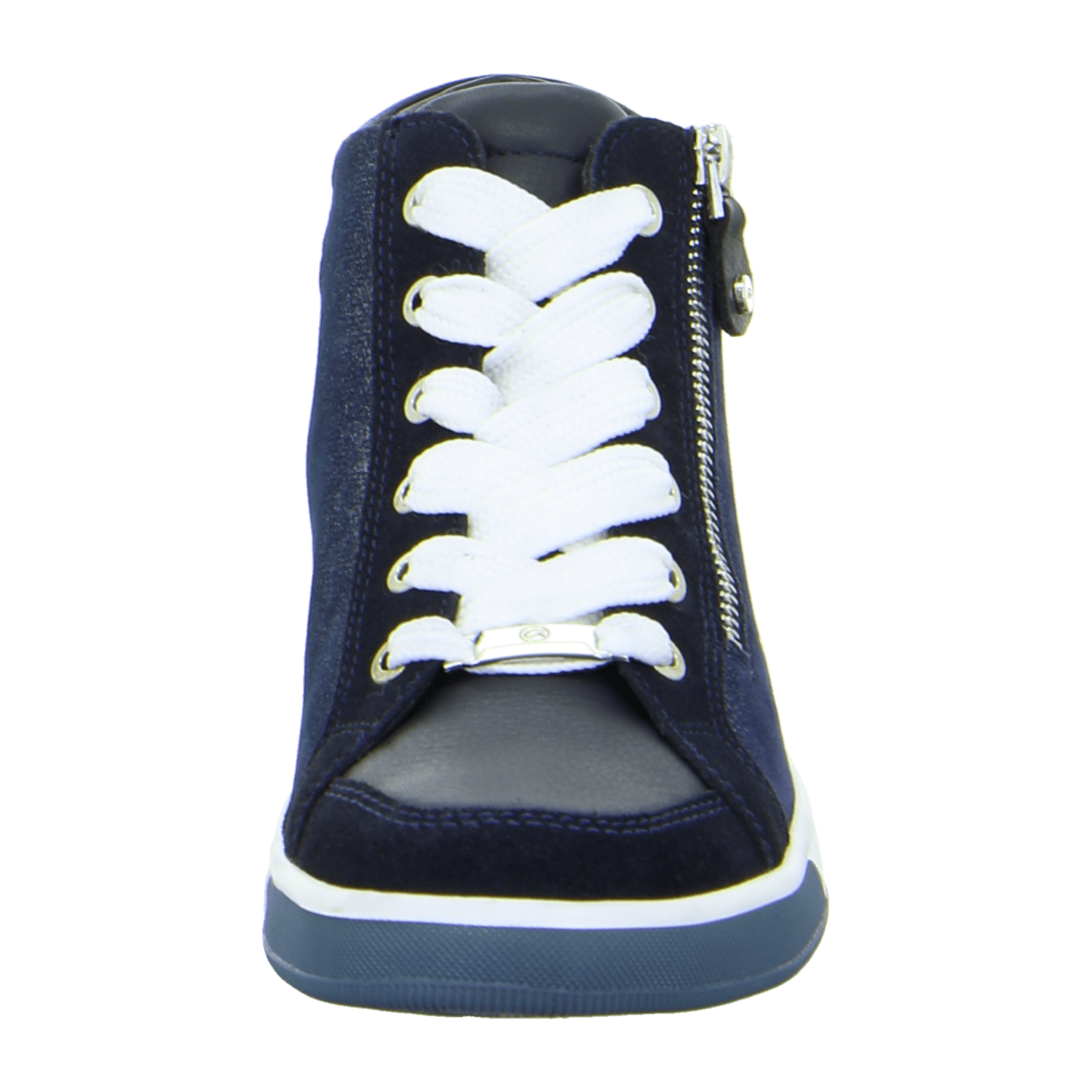 ARA ROM Women's Sneakers in Blue Smooth Leather with Lace-Up Closure and Round Toe