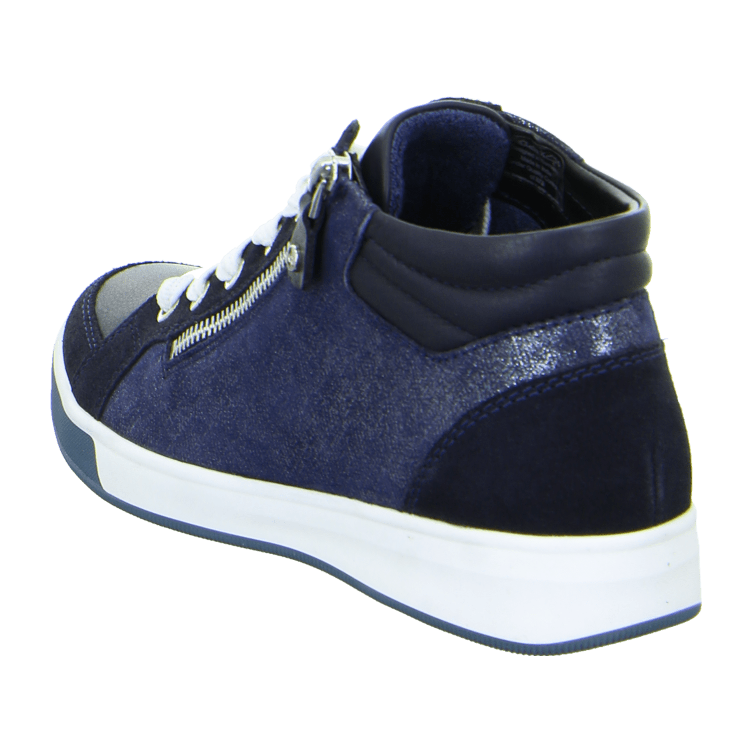 ARA ROM Women's Sneakers in Blue Smooth Leather with Lace-Up Closure and Round Toe