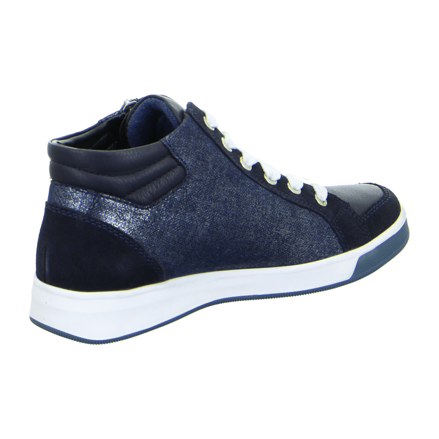 ARA ROM Women's Sneakers in Blue Smooth Leather with Lace-Up Closure and Round Toe