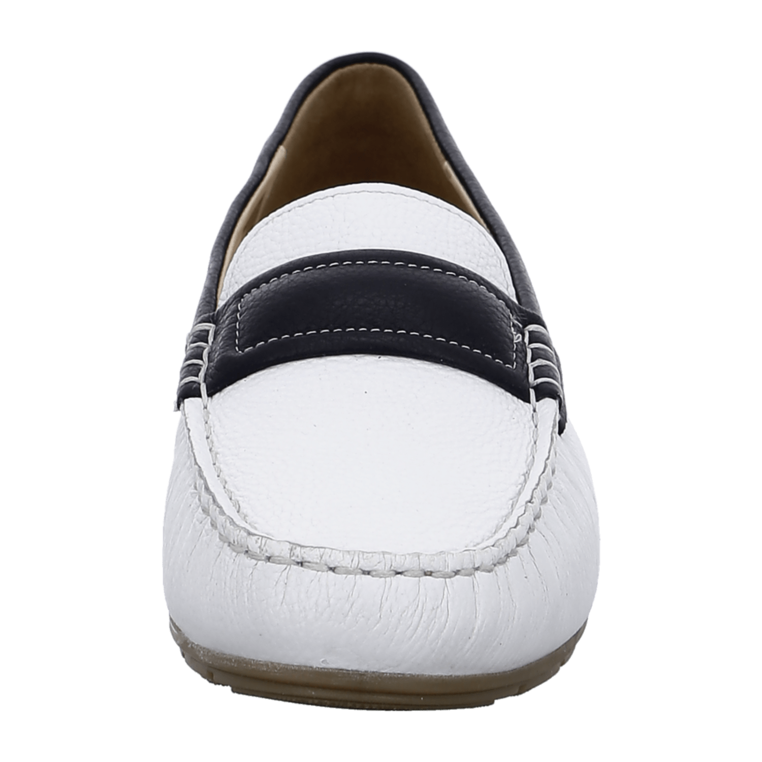 ARA ALABAMA Women's Moccasin in White Smooth Leather with Round Toe and Leather Lining