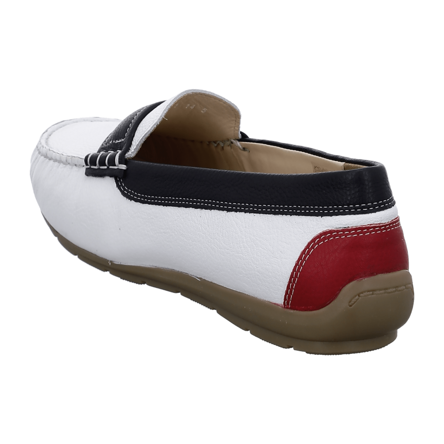 ARA ALABAMA Women's Moccasin in White Smooth Leather with Round Toe and Leather Lining