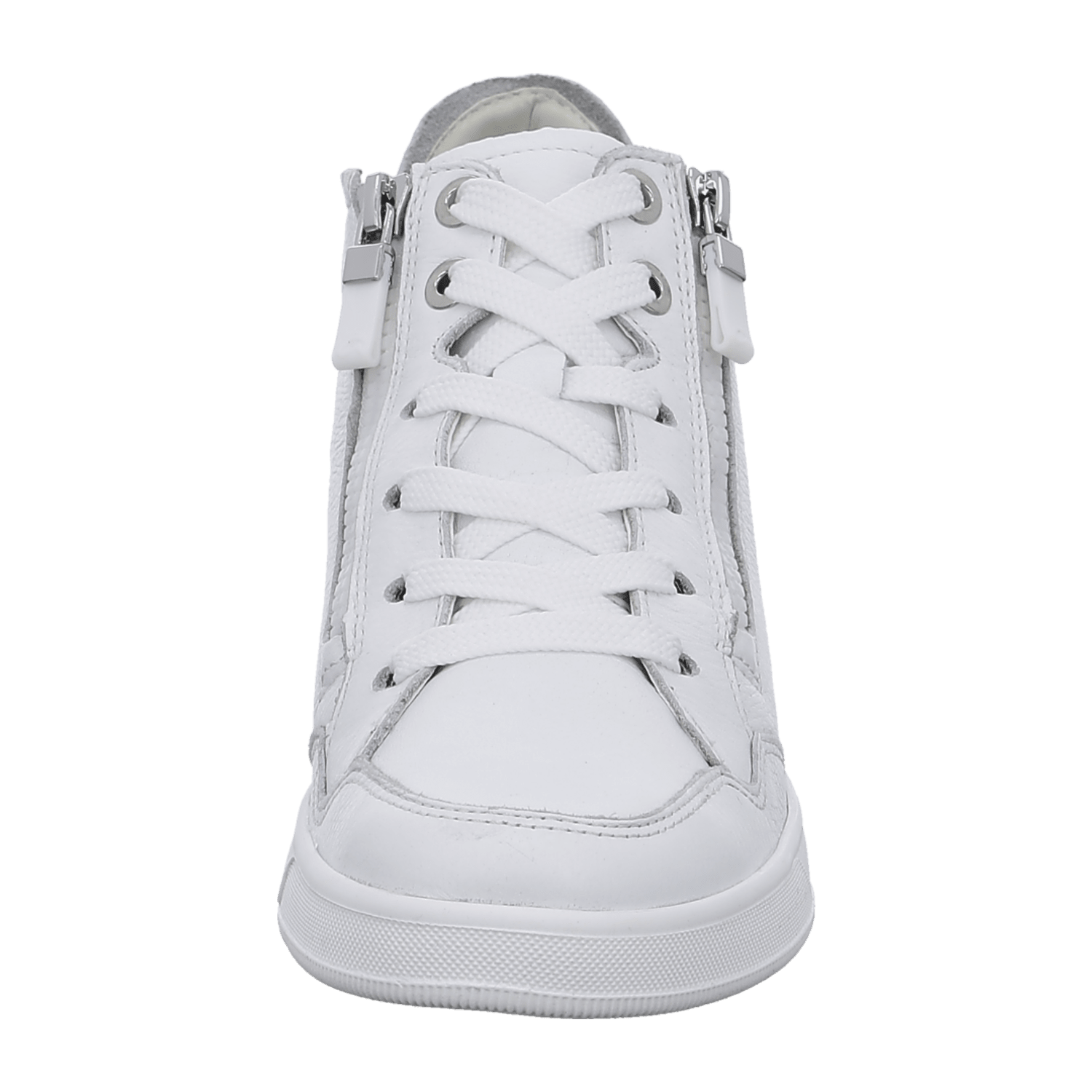 ARA ROM Women's Leather Sneakers in White with Lace-Up Closure