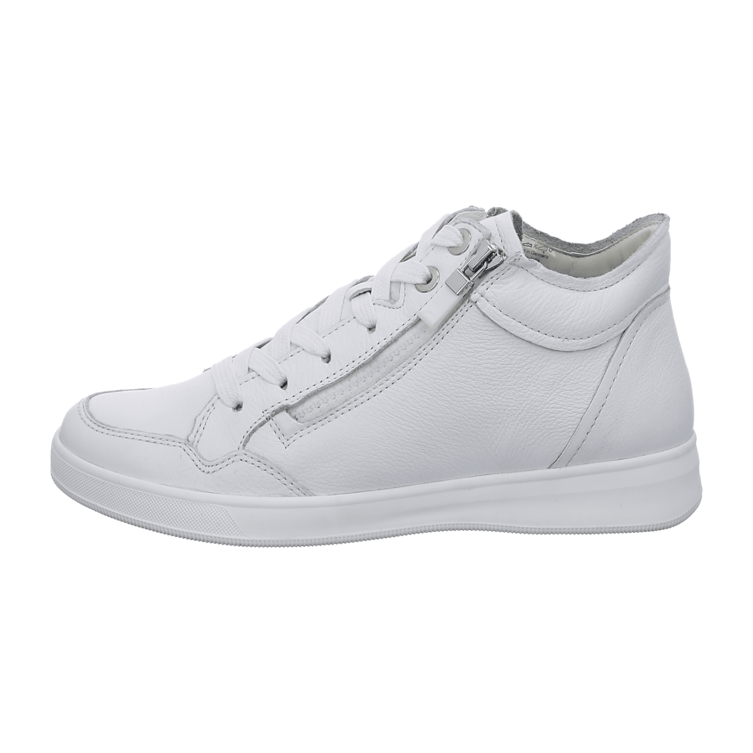 ARA ROM Women's Leather Sneakers in White with Lace-Up Closure