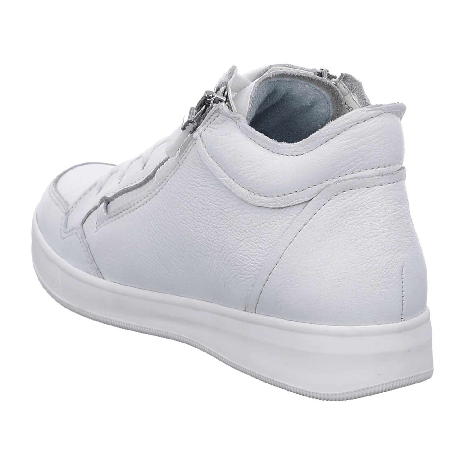 ARA ROM Women's Leather Sneakers in White with Lace-Up Closure