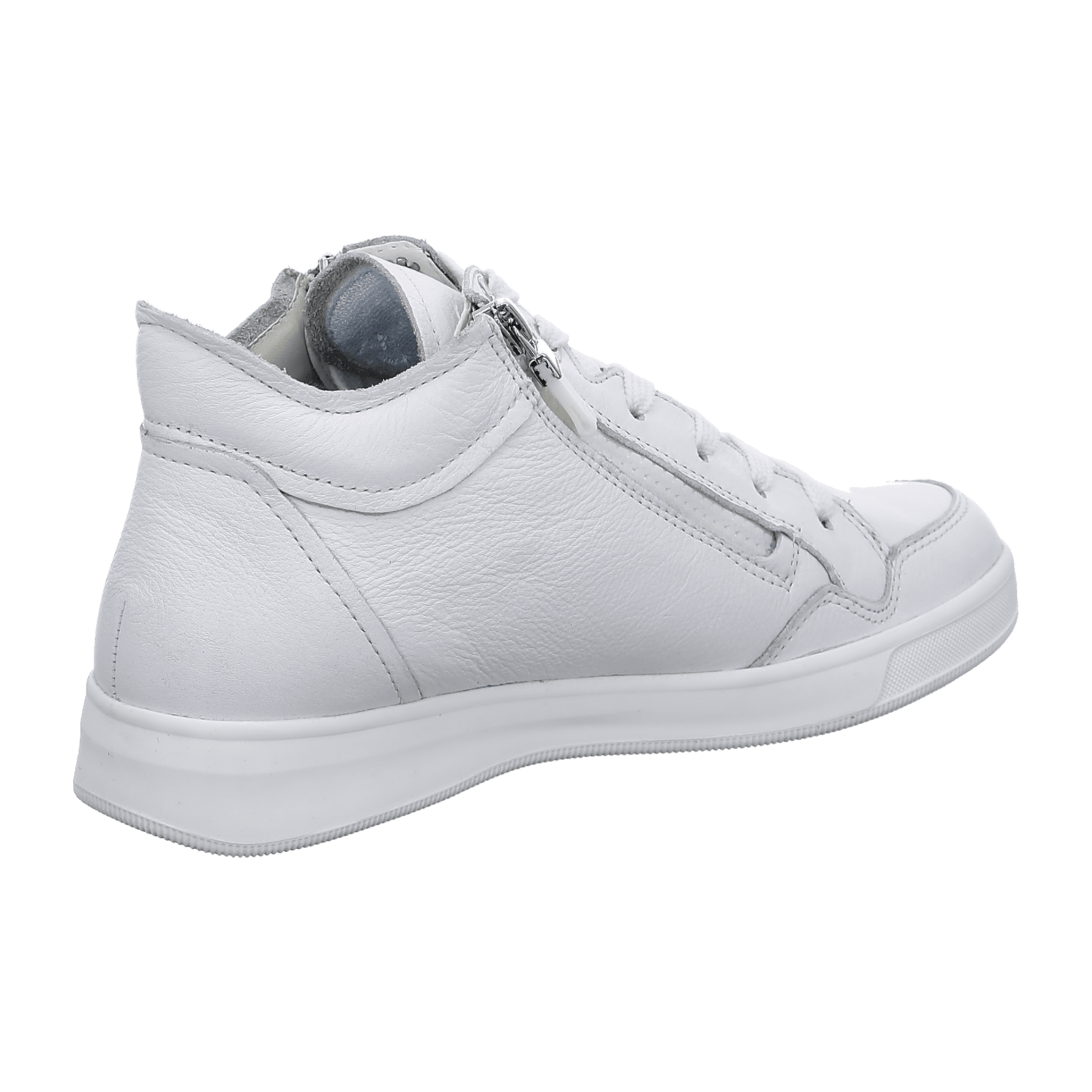 ARA ROM Women's Leather Sneakers in White with Lace-Up Closure