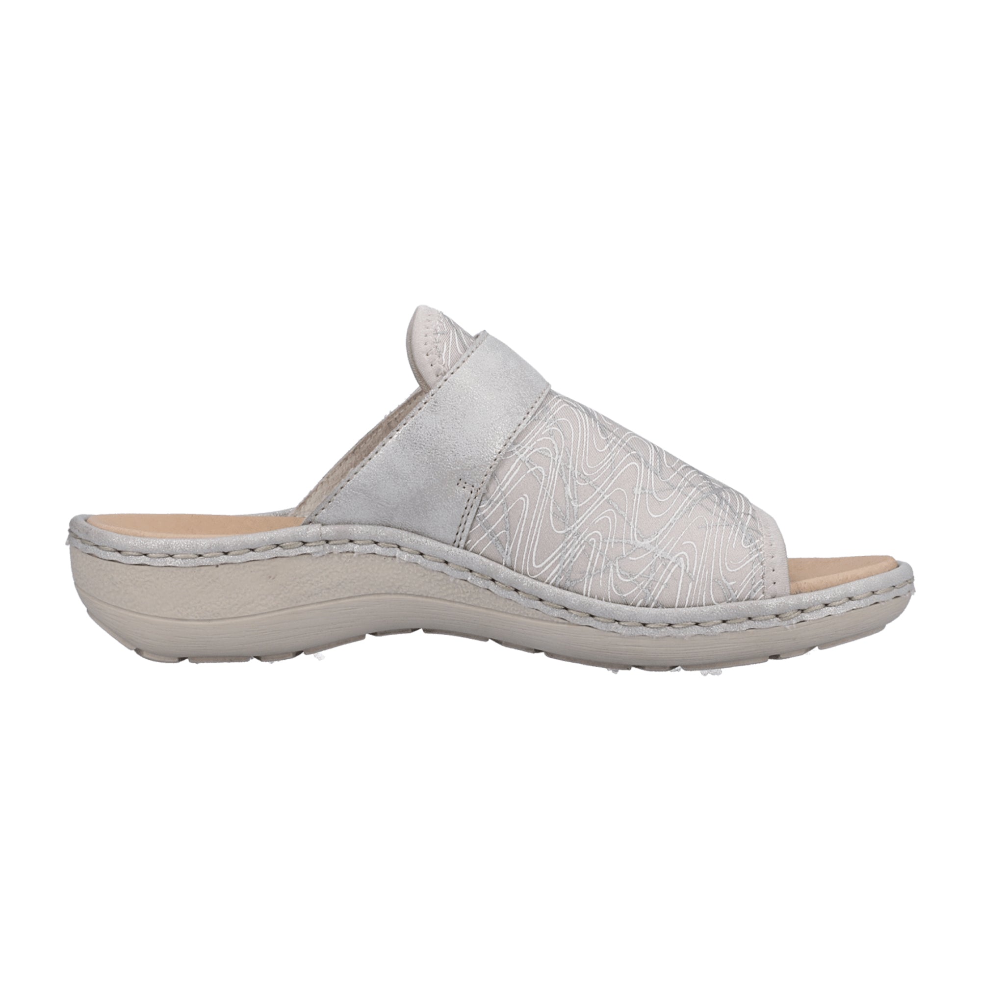 Remonte Gray Comfortable Women's Slip-On Sandals with Velcro and Cushioned Sole