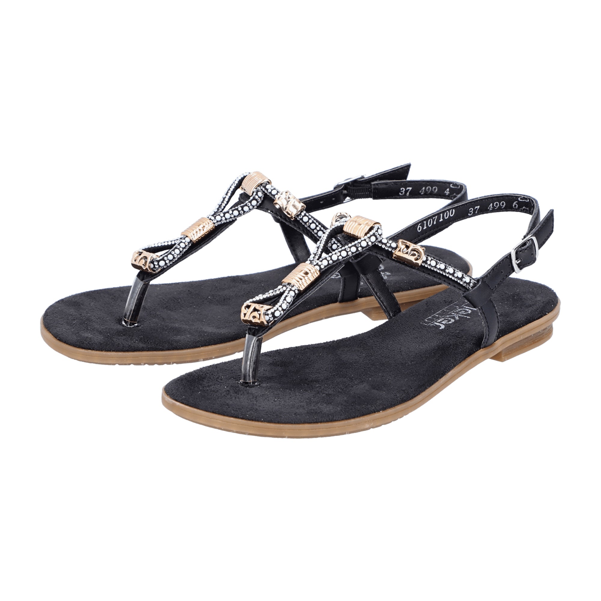 Rieker Women's Black Strappy Sandals with Buckle and Comfortable Sole