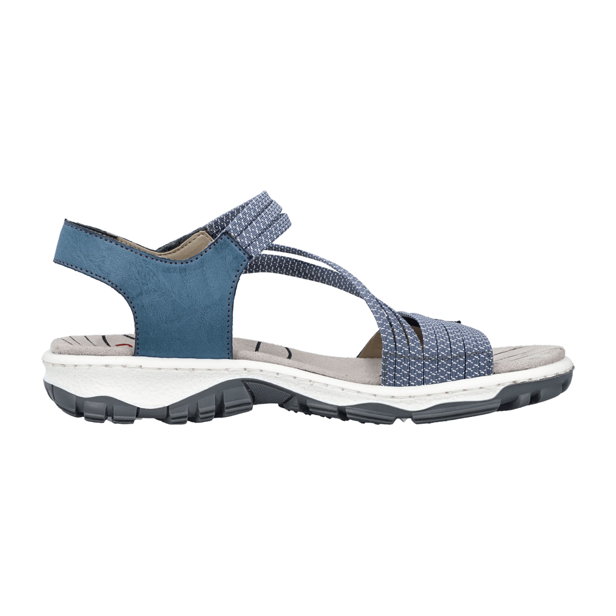 Rieker Women's Blue Trekking Sandals with Adjustable Straps and Cushioned Sole