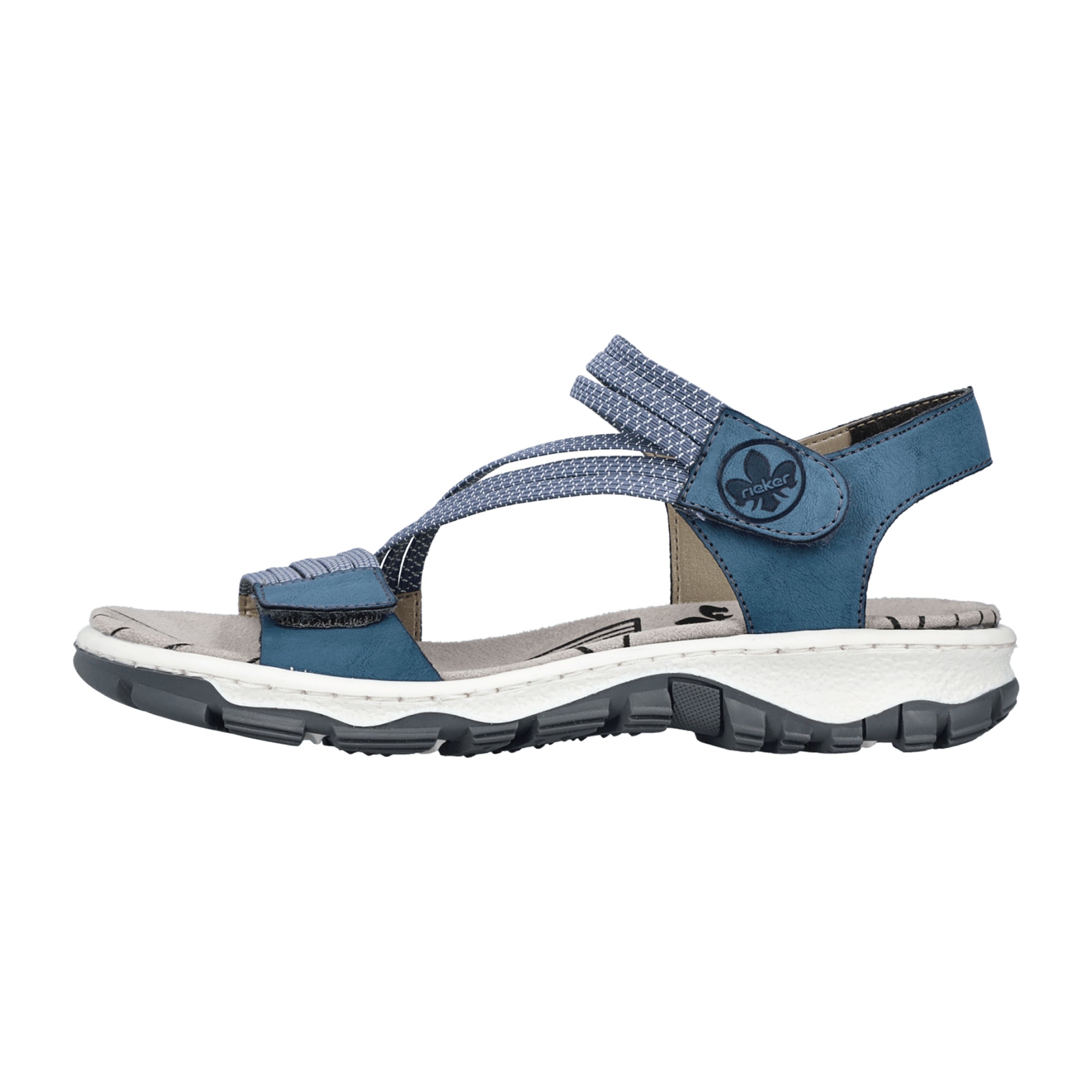 Rieker Women's Blue Trekking Sandals with Adjustable Straps and Cushioned Sole