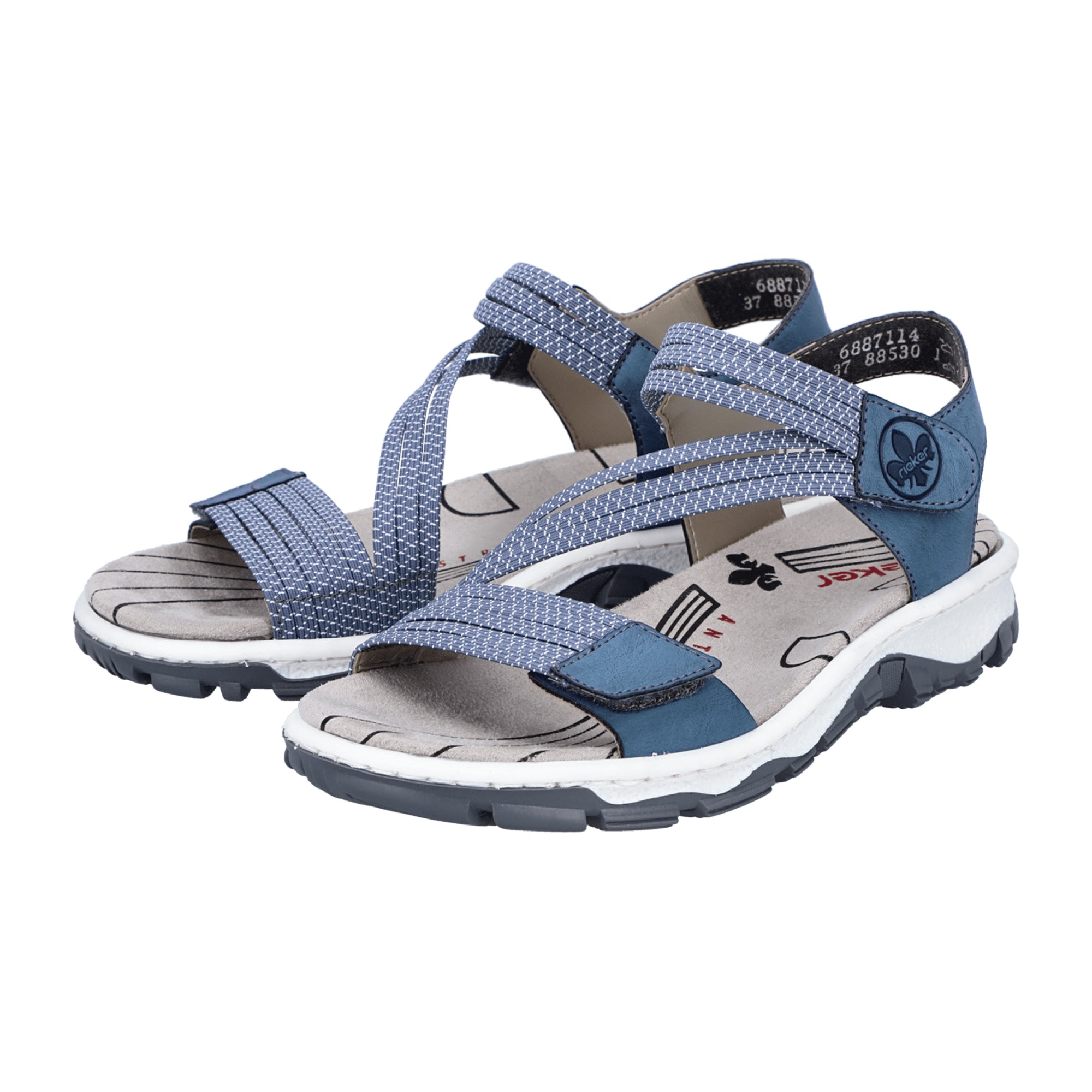 Rieker Women's Blue Trekking Sandals with Adjustable Straps and Cushioned Sole