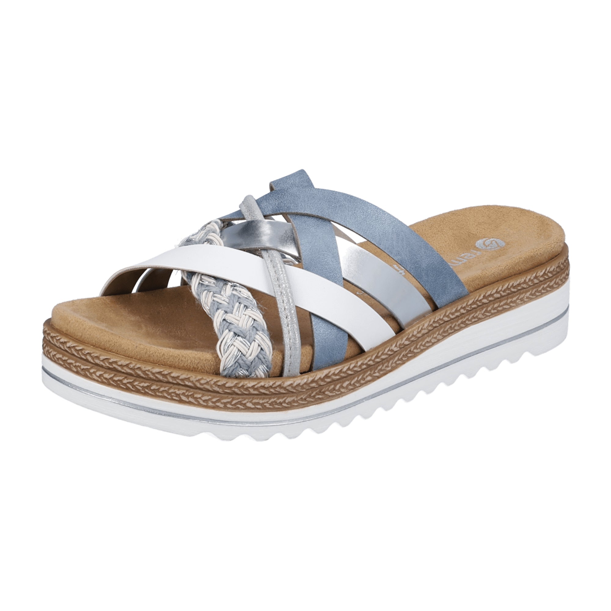 Remonte Women's Blue Slip-On Sandals with Soft Footbed and Lightweight Sole