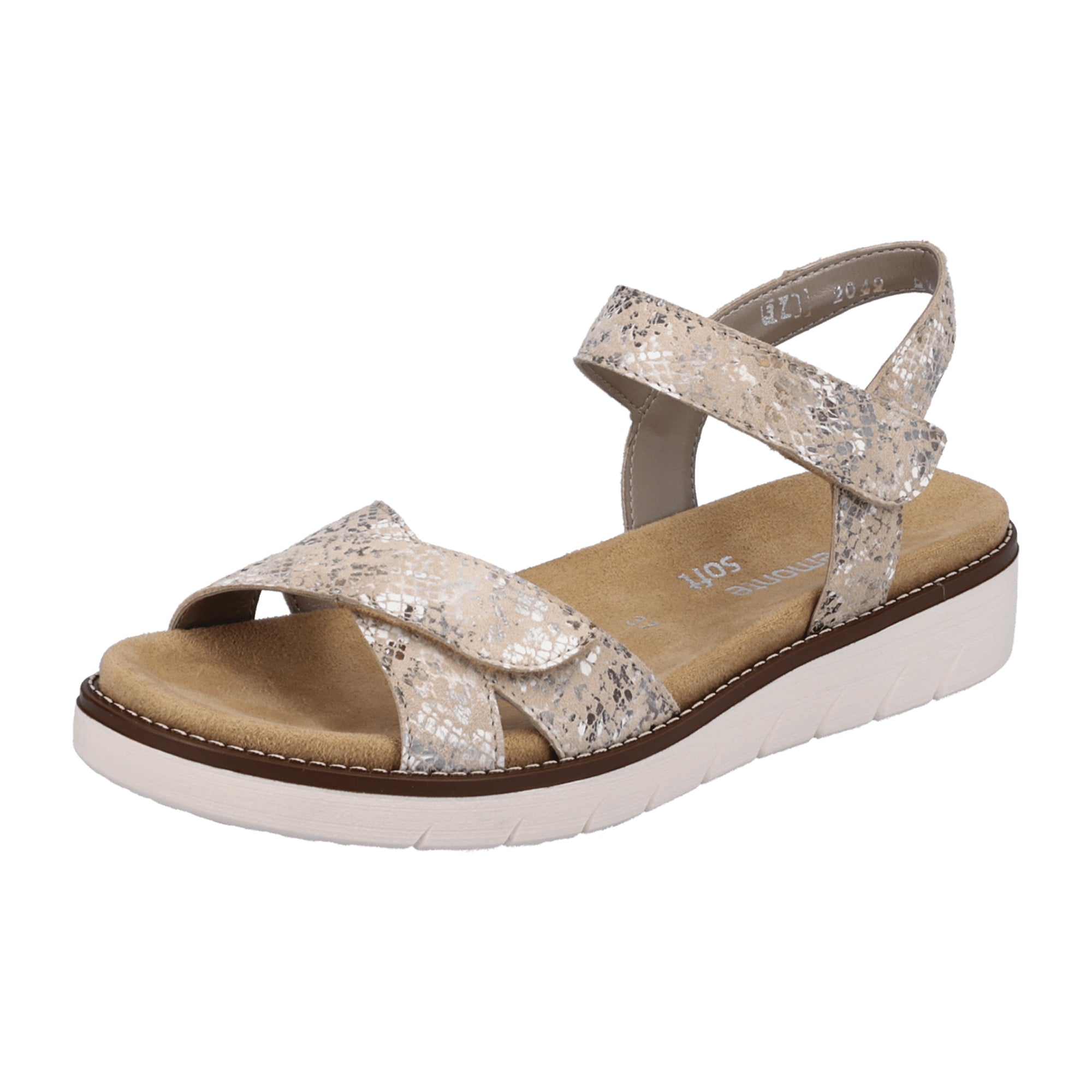 Remonte Women's Beige Leather Sandals with Adjustable Straps and Soft Footbed