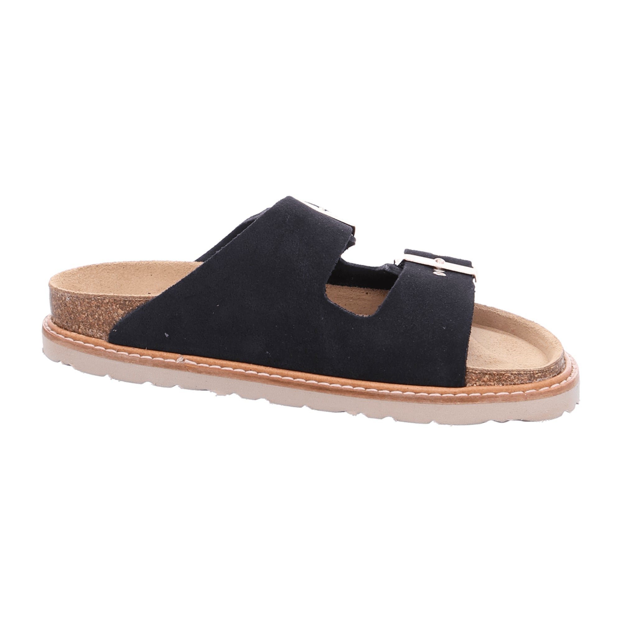 Rohde Classic Black Ladies Slip-On Sandals Velour Leather Spring Summer