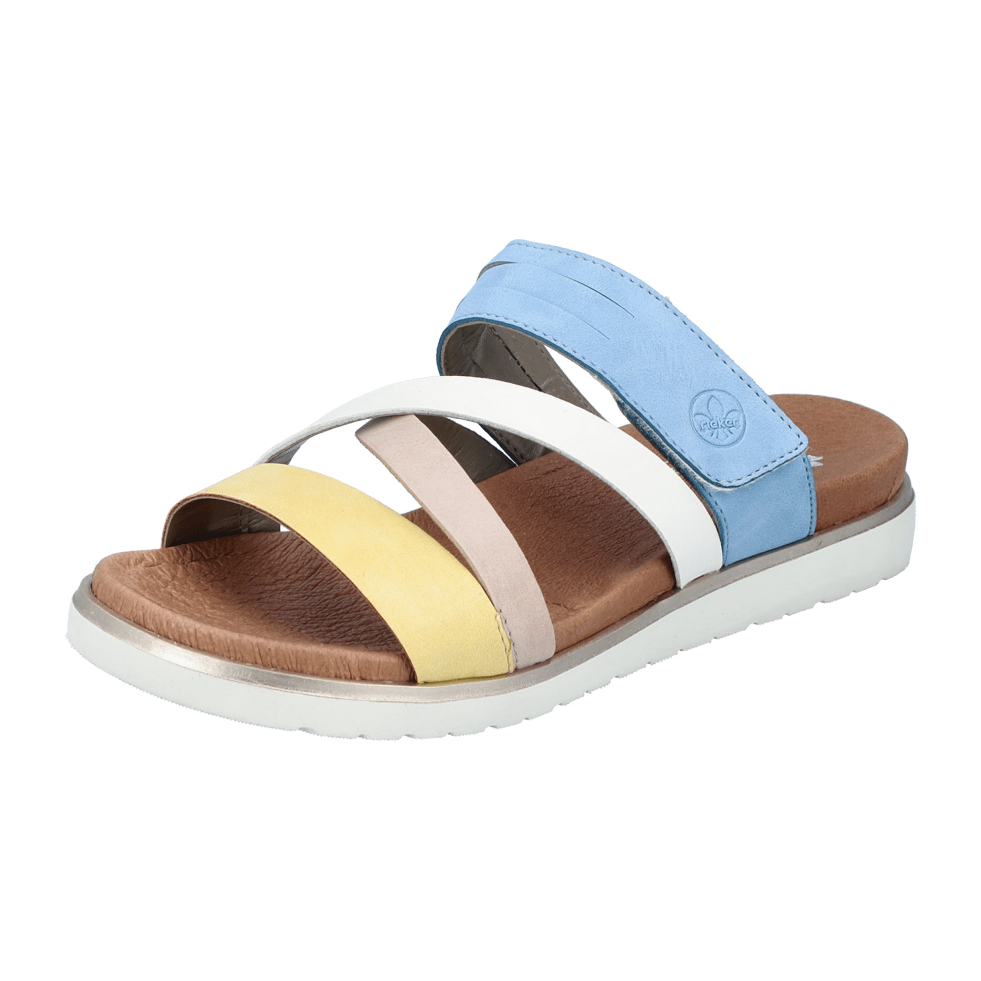 Rieker V5056-68 Women's Multicolor Synthetic Leather Slip-On Sandals with Velcro