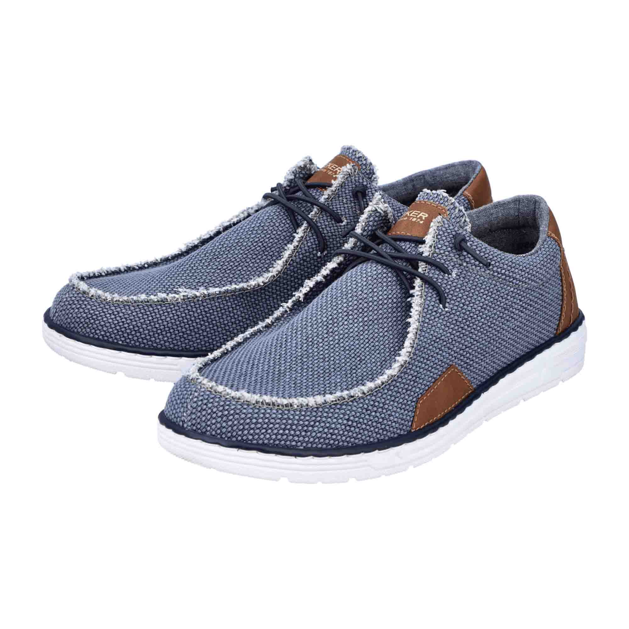 Rieker Men's Blue Moccasin Lace-Up Shoes Comfortable Lightweight Slippers