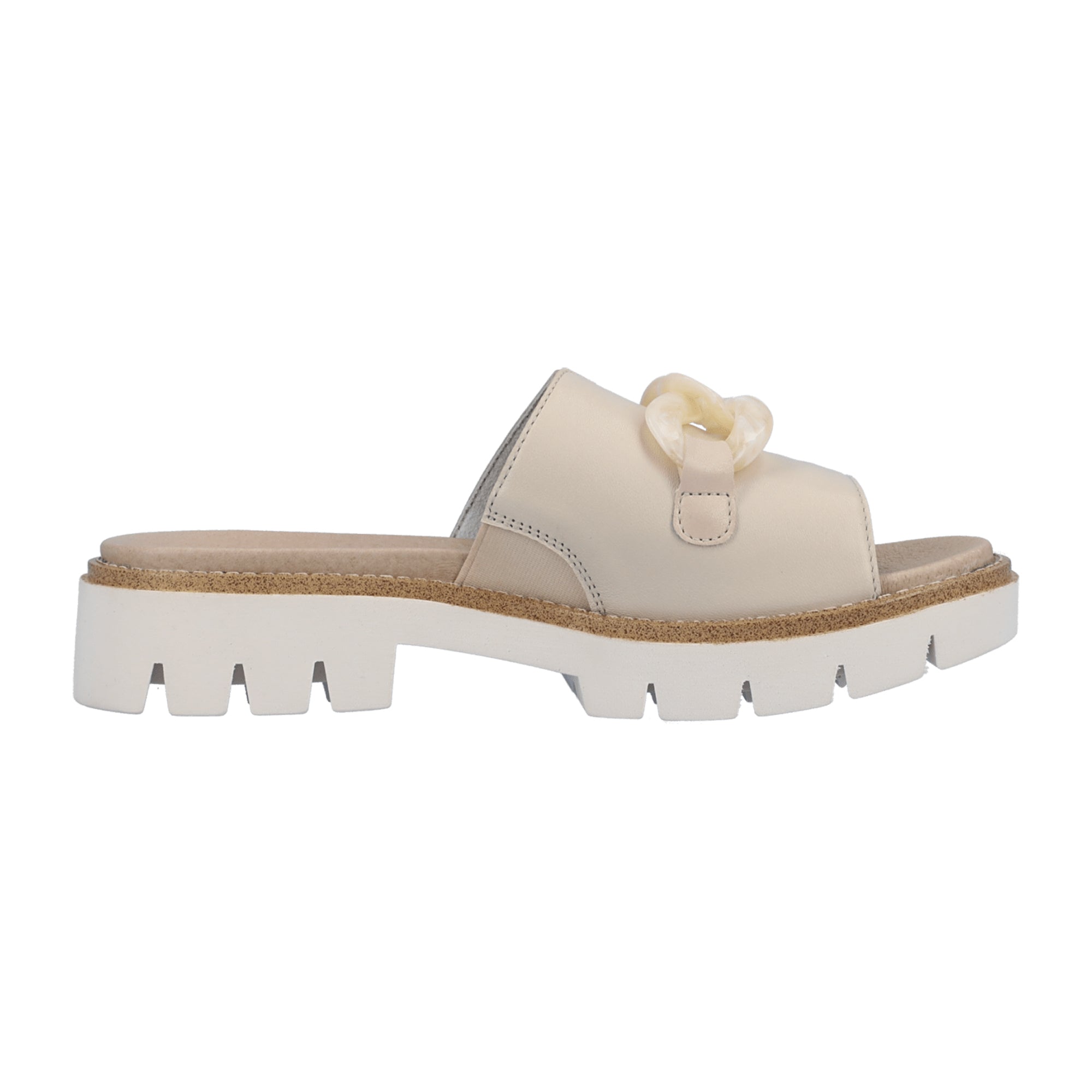 Remonte D7952-60 Women's Beige Slip-On Leather Sandals with Cushioned Sole