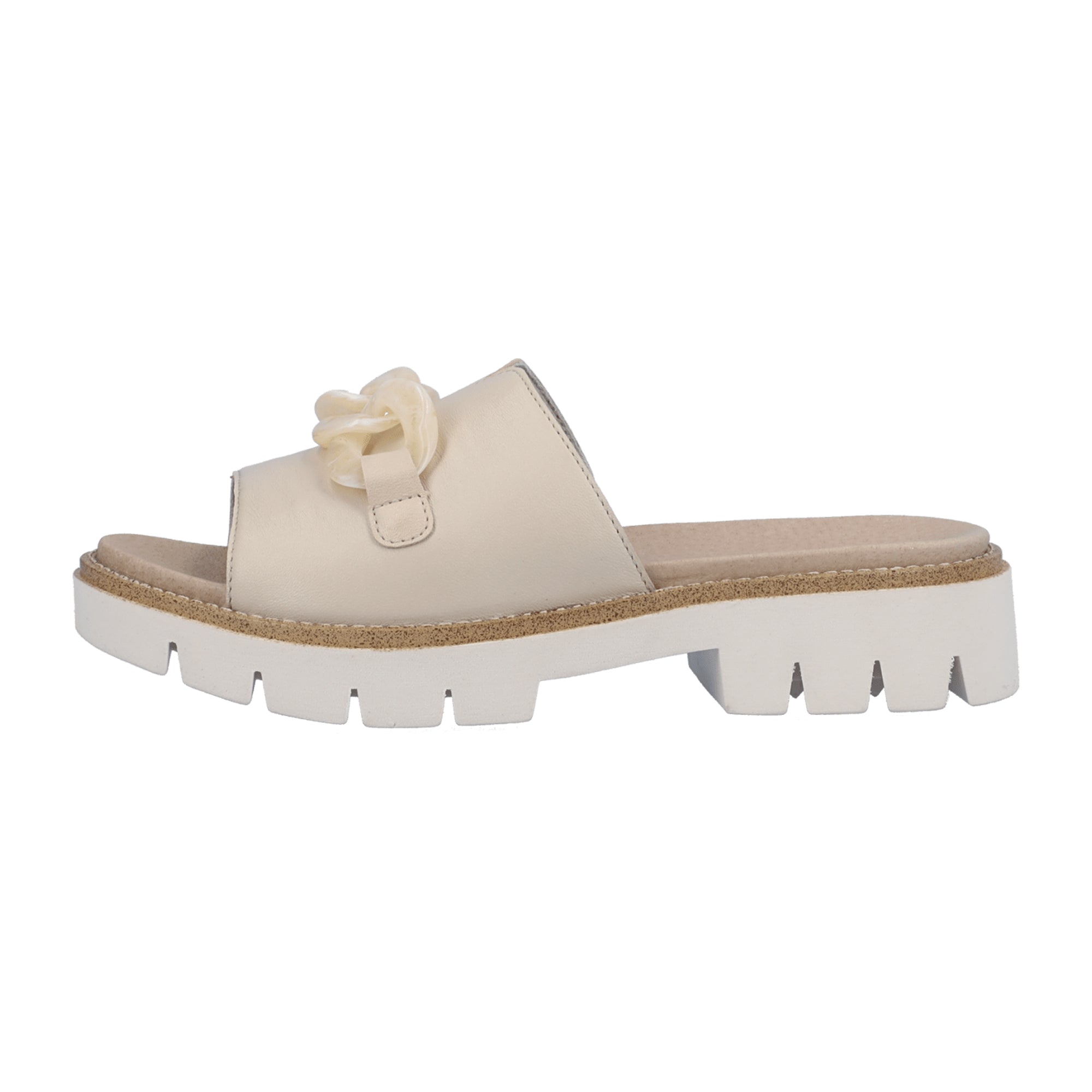 Remonte D7952-60 Women's Beige Slip-On Leather Sandals with Cushioned Sole