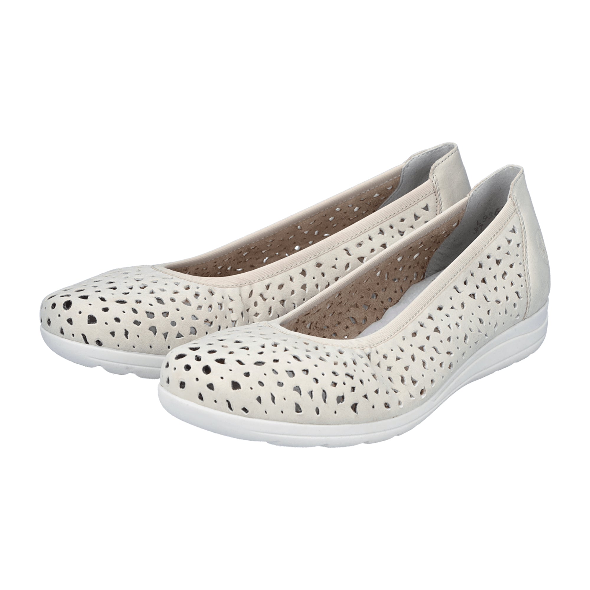 Rieker Beige Slip-On Flats for Women with Soft Insole and Durable Sole