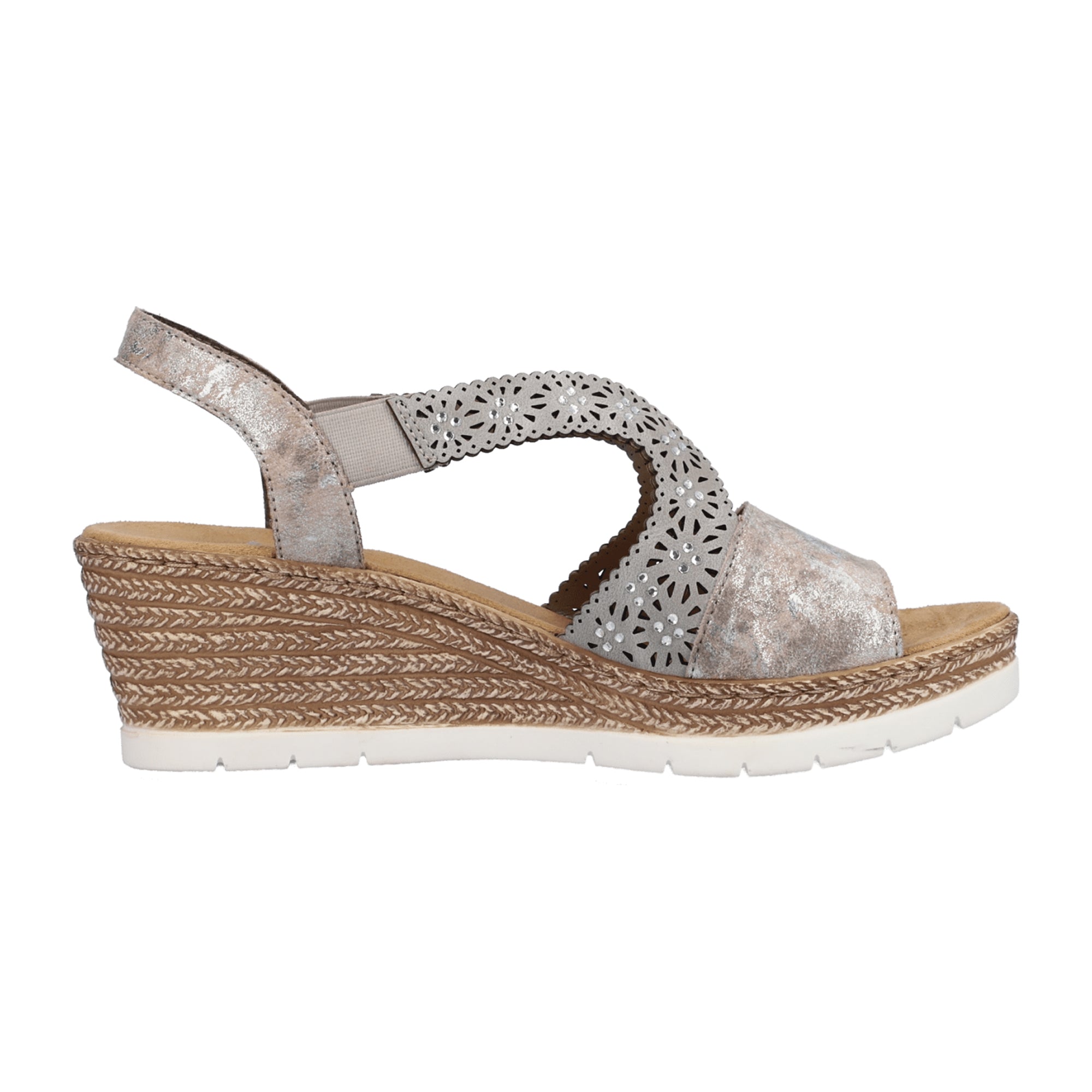Rieker Women's Beige Sandals 6191691 Comfortable Wedge Heel Summer Shoes