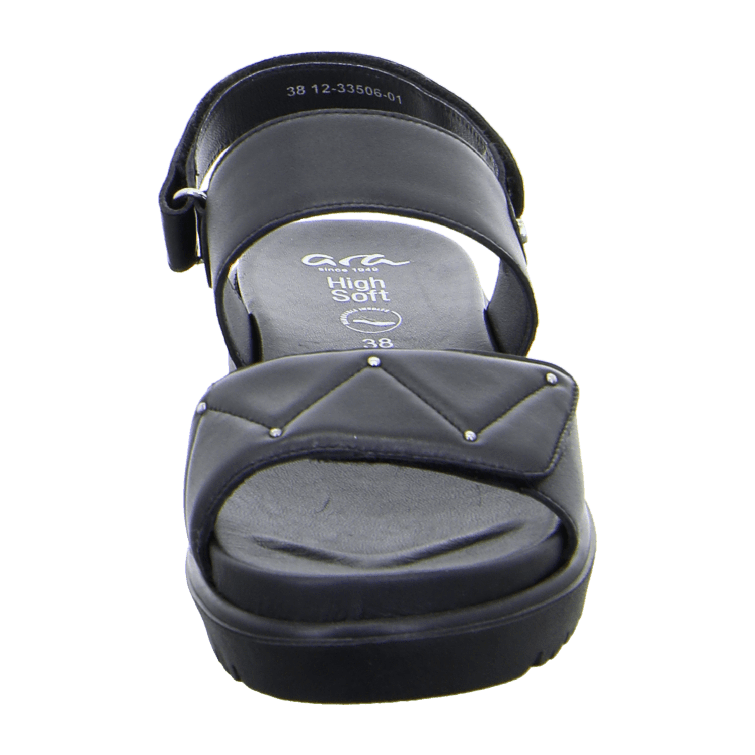 ARA Bilbao Women's Slip-On Sandalette with Ankle Strap in Smooth Leather, Black