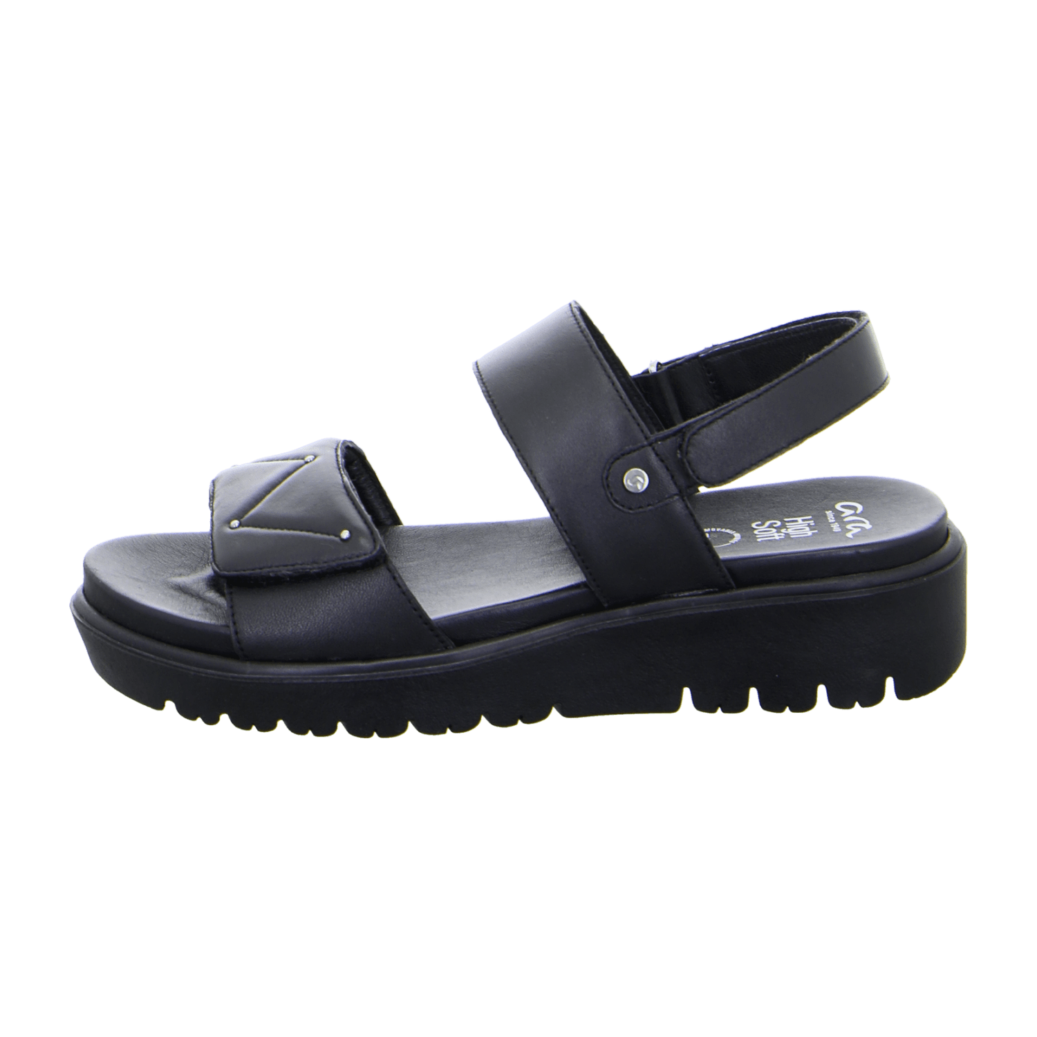 ARA Bilbao Women's Slip-On Sandalette with Ankle Strap in Smooth Leather, Black