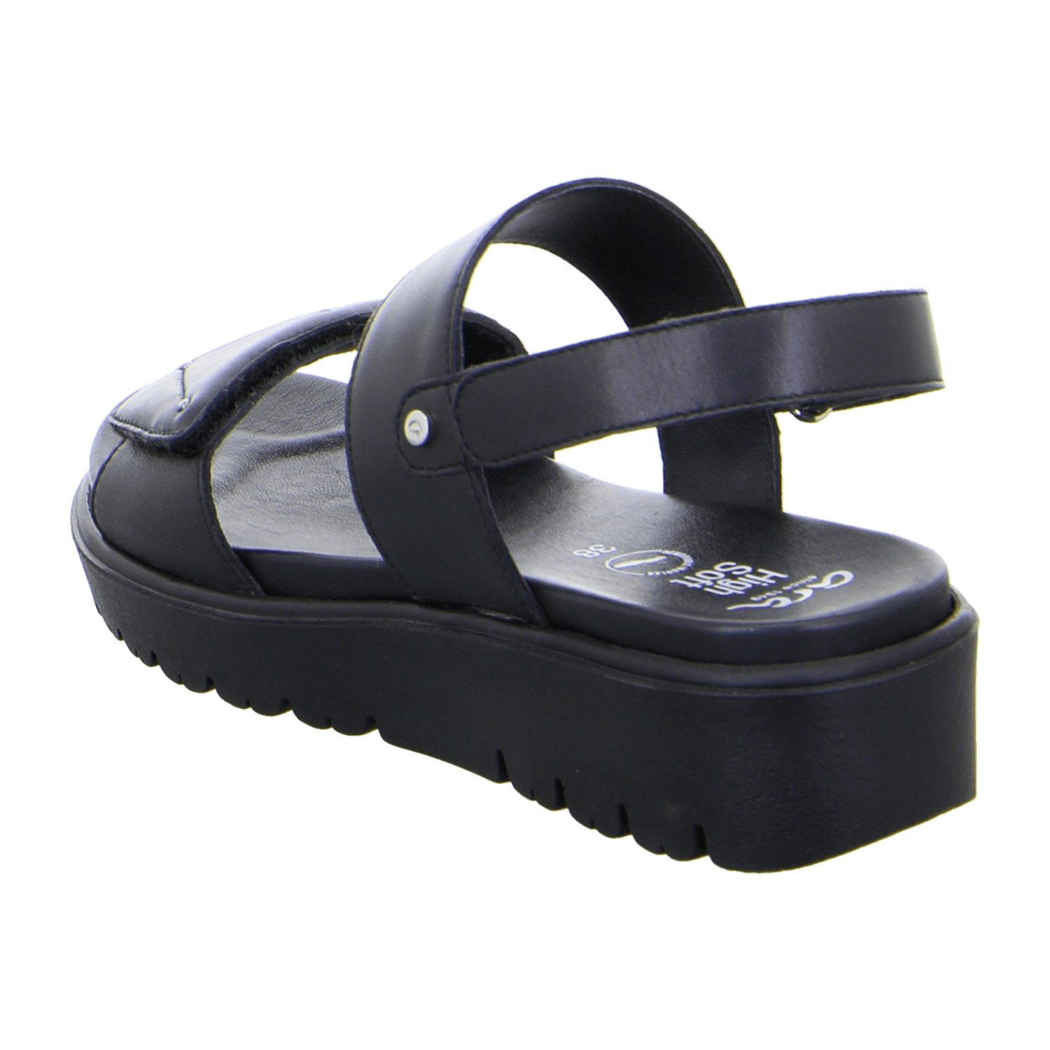 ARA Bilbao Women's Slip-On Sandalette with Ankle Strap in Smooth Leather, Black