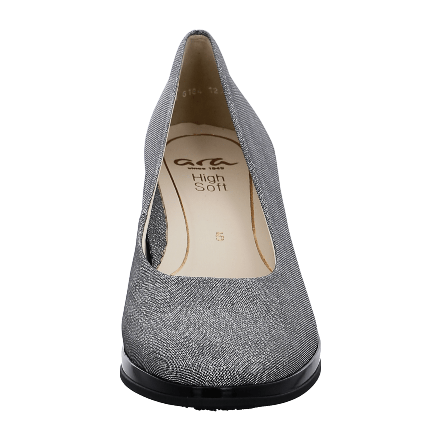ARA Orly Women's Gray Leather Pull-On Pumps with Round Toe