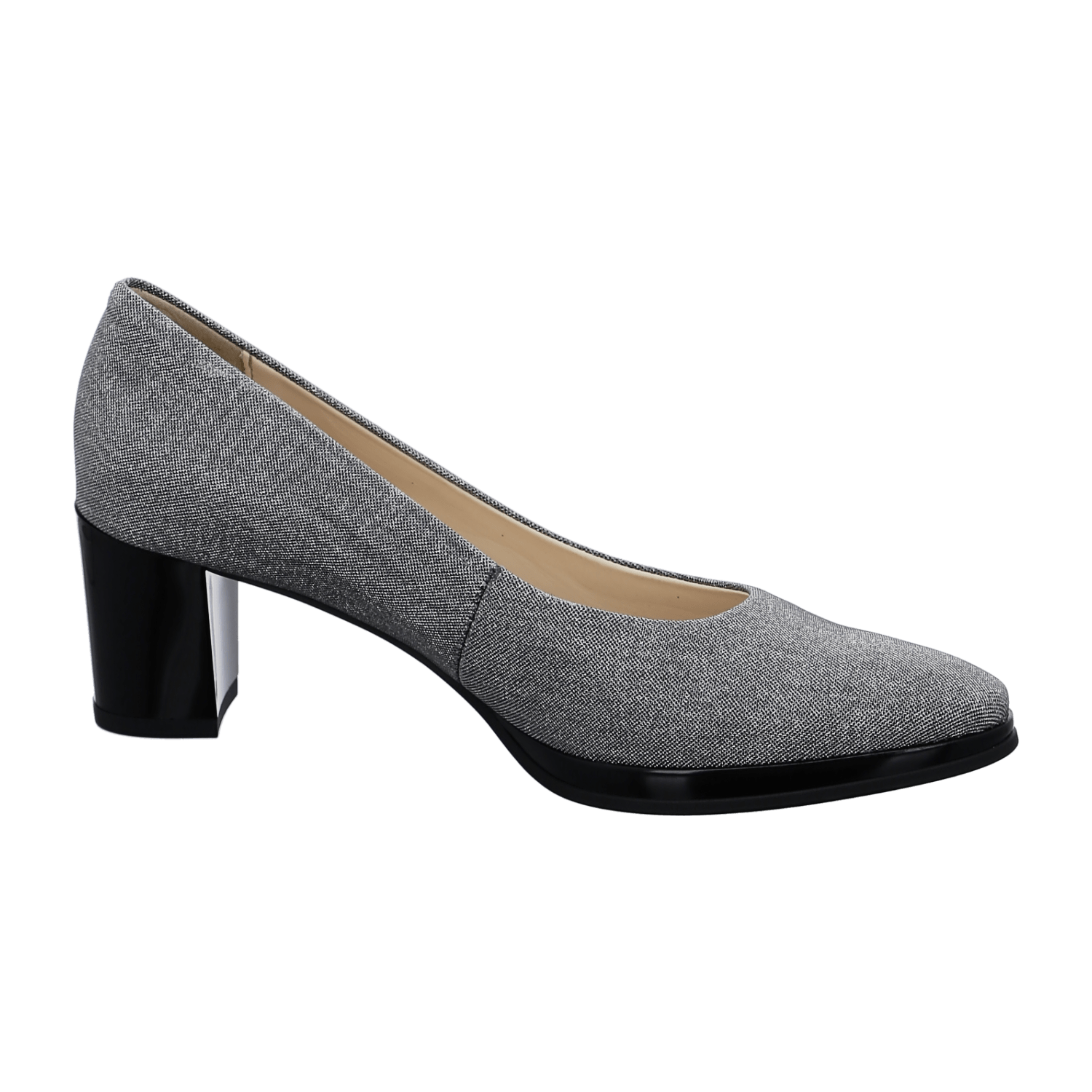 ARA Orly Women's Gray Leather Pull-On Pumps with Round Toe