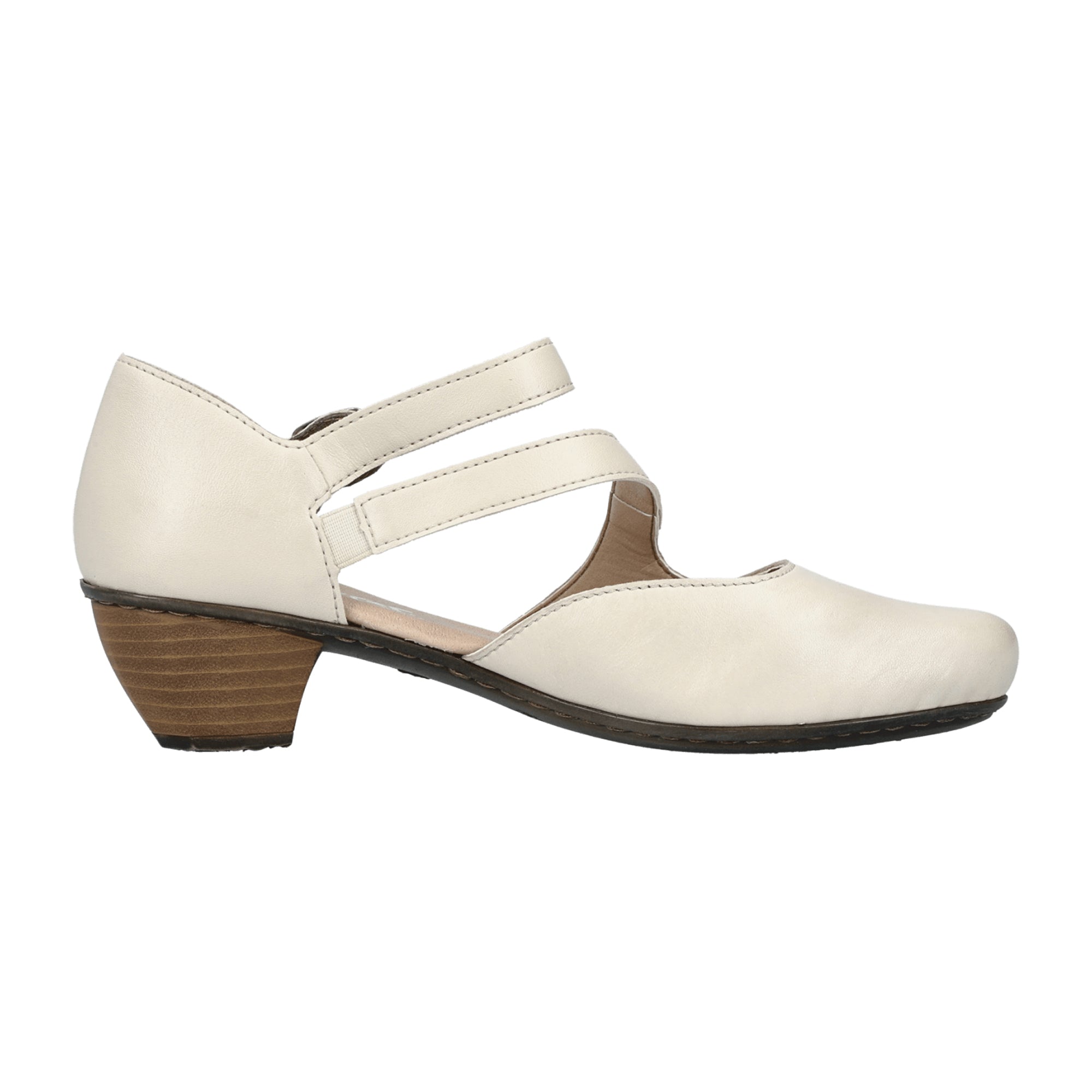 Rieker Women's Beige Pumps 4178080 Comfort Block Heel with Soft Insole