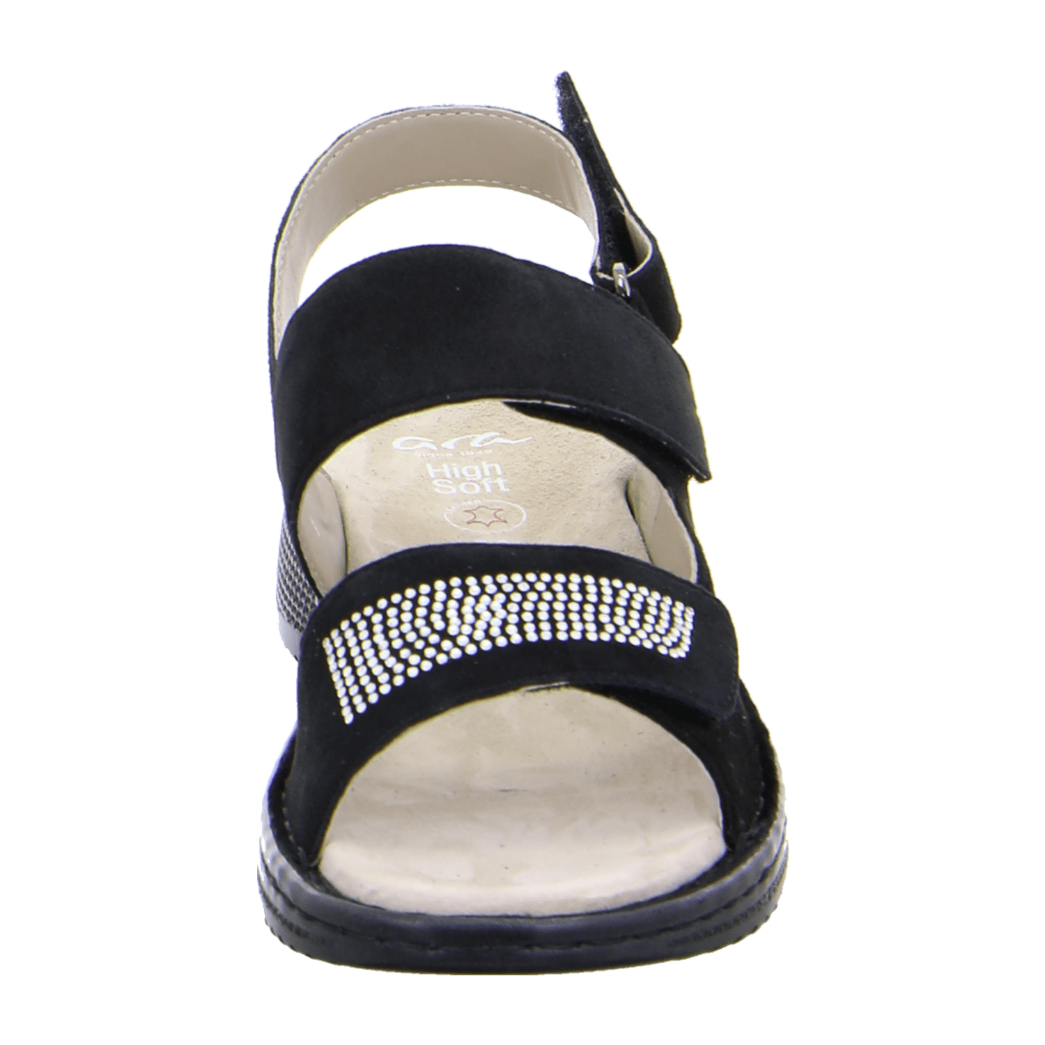 ARA HAWAII Women's Suede Sandals with Hook-and-Loop Closure and Ankle Strap in Black