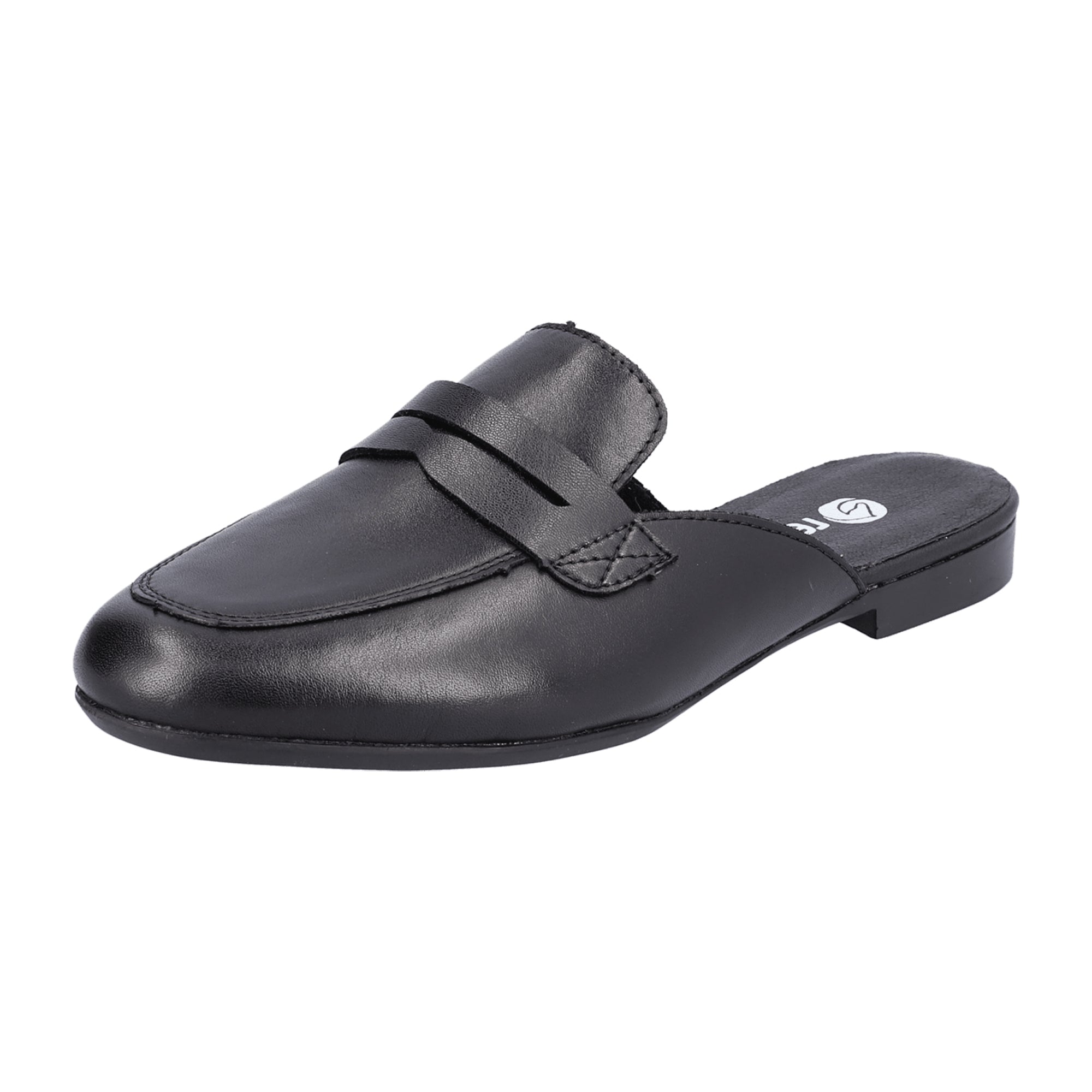 Remonte Classic Black Leather Slip-On Clogs for Women with Cushioned Sole