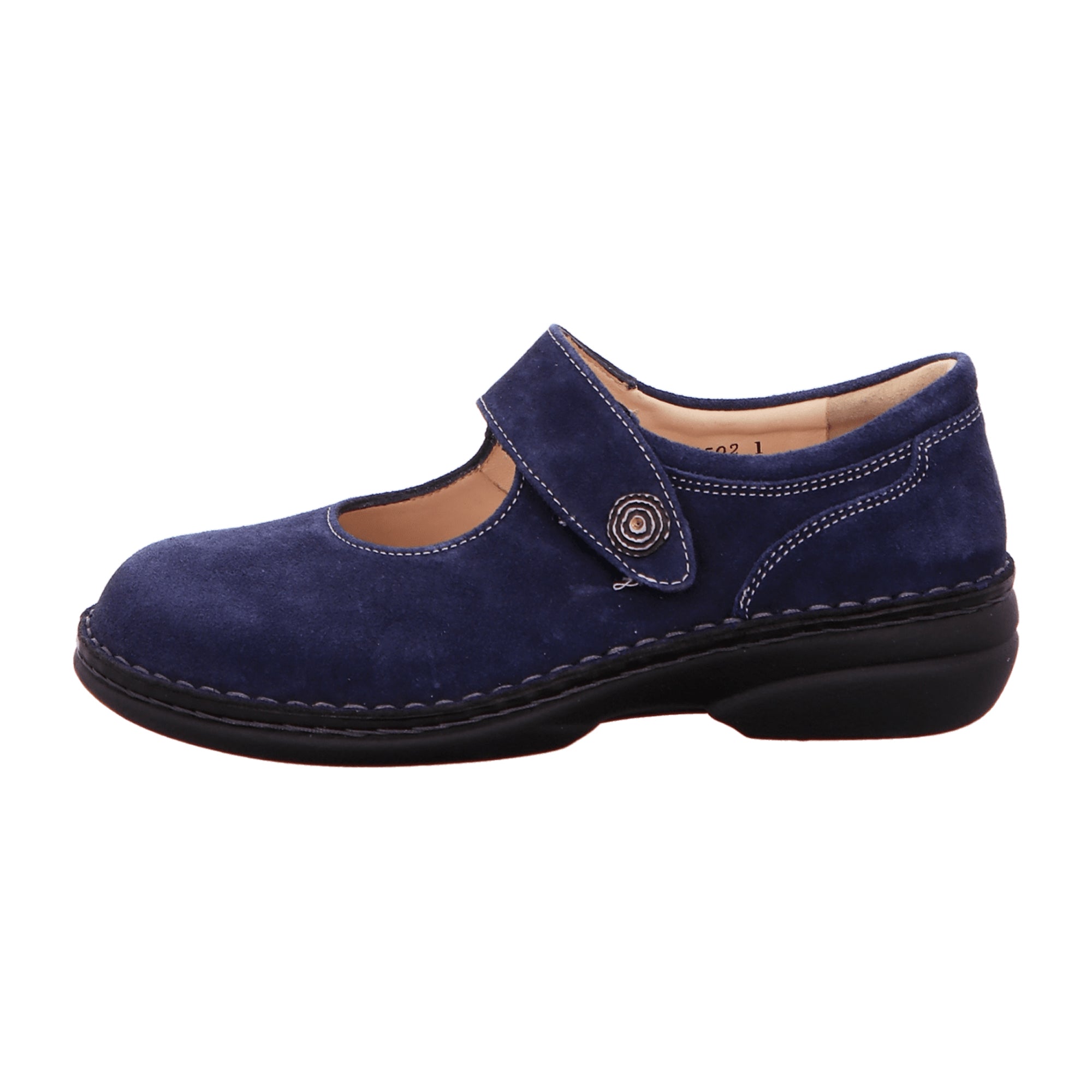 Finn Comfort Laval Women's Slipper - Indigo Blue Comfortable Leather Slip-On Shoe with Removable Insole