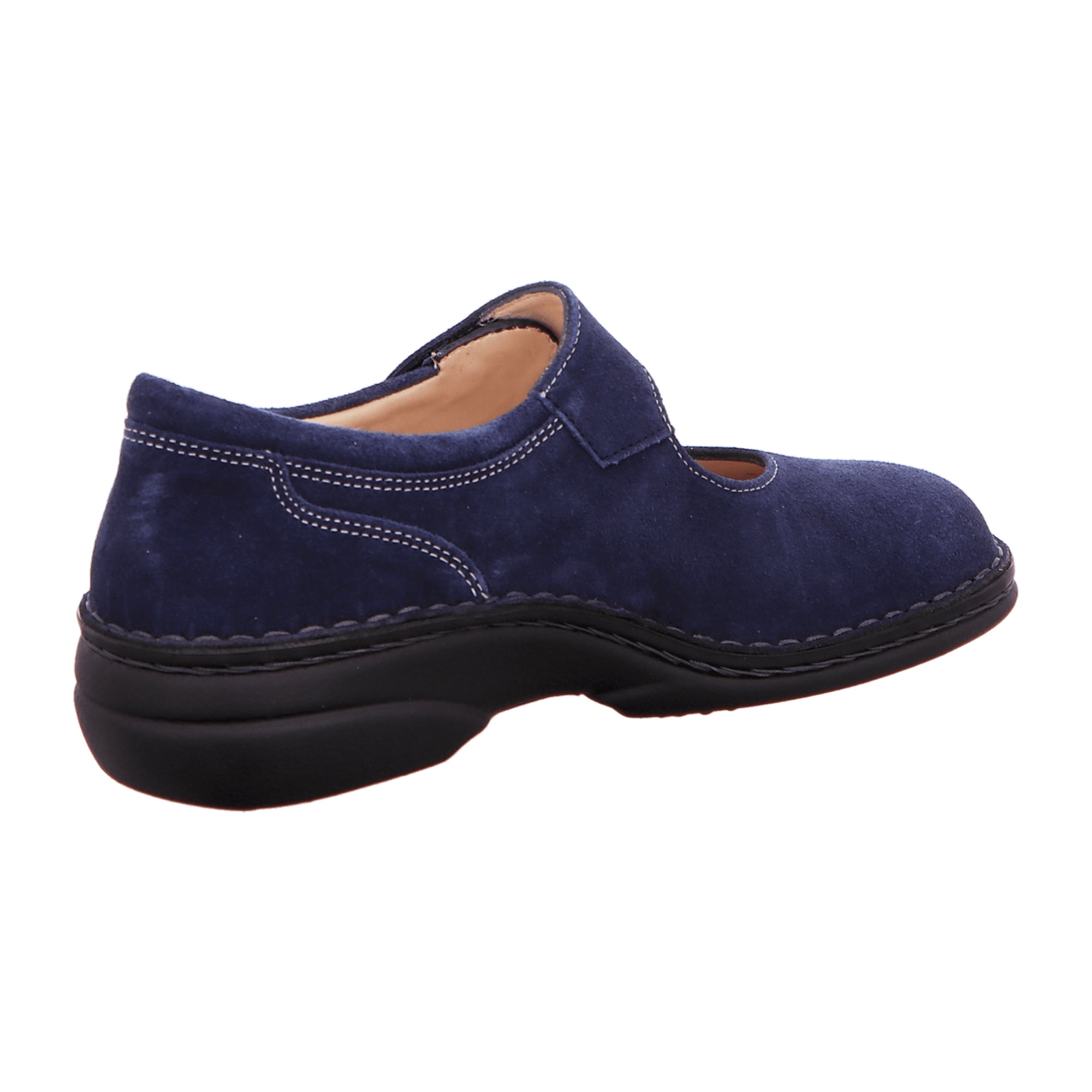 Finn Comfort Laval Women's Slipper - Indigo Blue Comfortable Leather Slip-On Shoe with Removable Insole