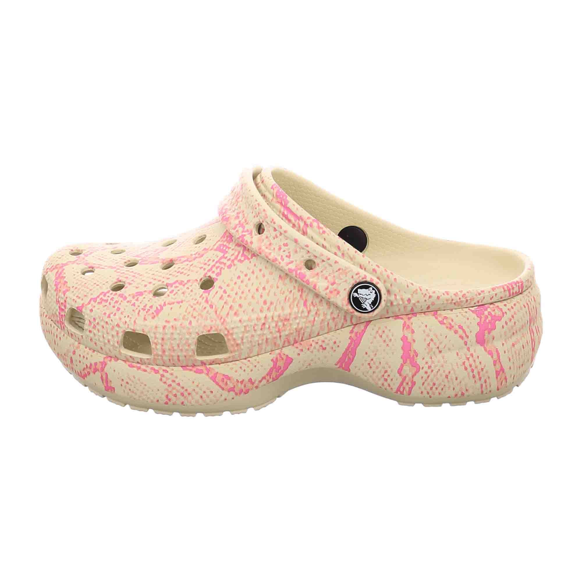 Crocs Women's Classic Platform Snakeprint Clogs - Stylish Beige Comfort Footwear