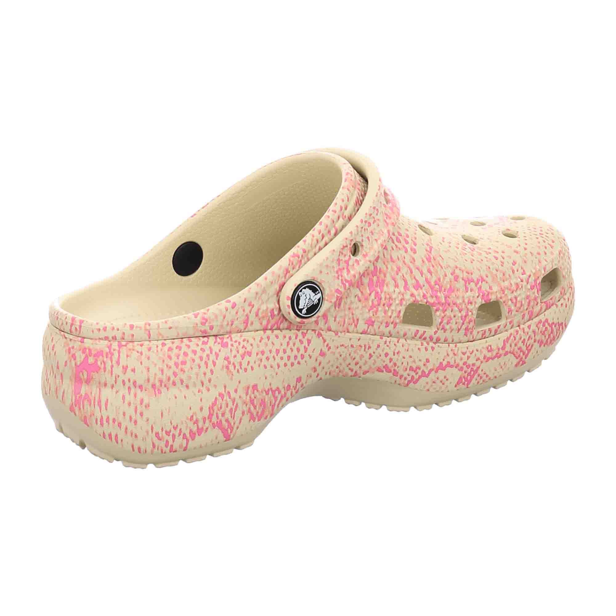 Crocs Women's Classic Platform Snakeprint Clogs - Stylish Beige Comfort Footwear