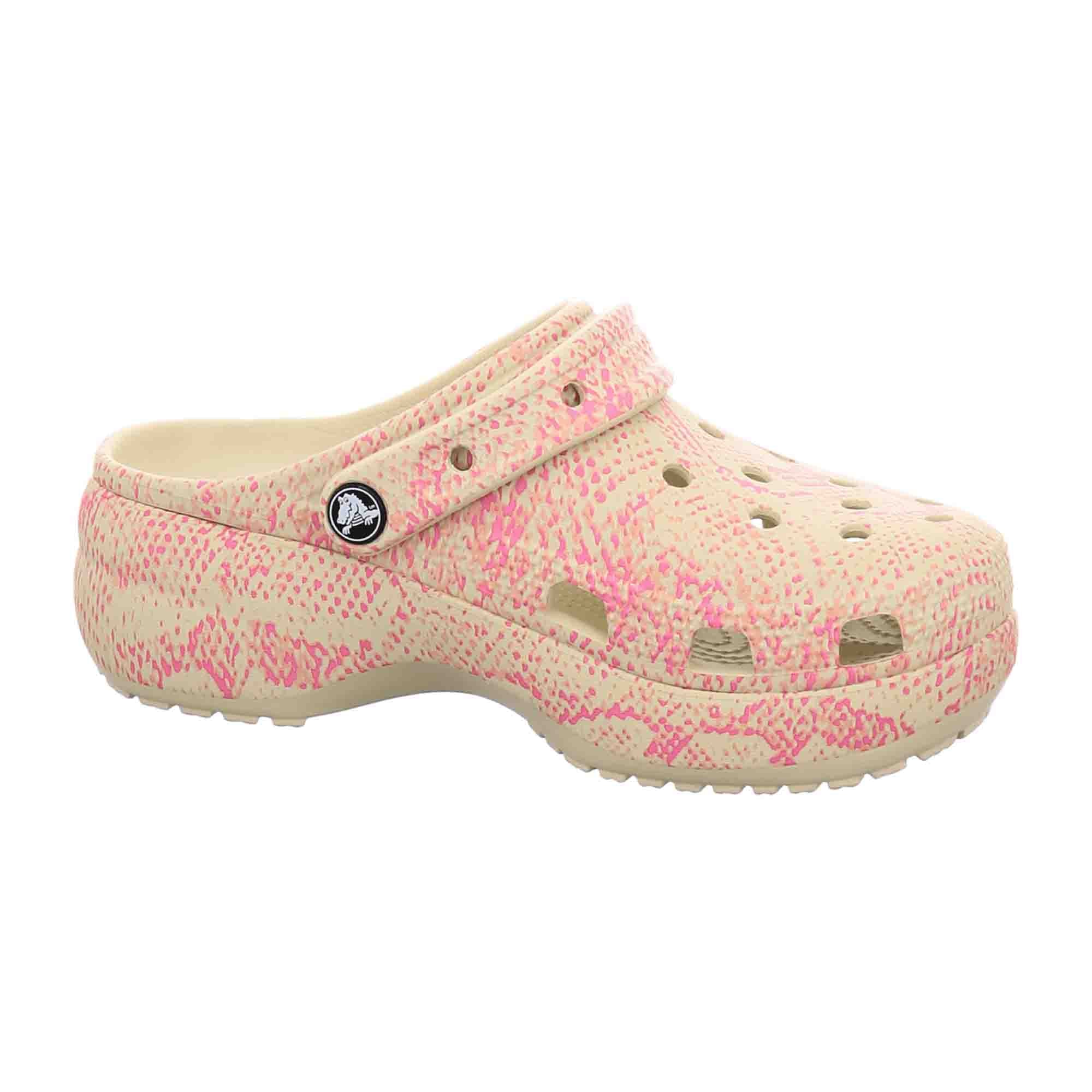 Crocs Women's Classic Platform Snakeprint Clogs - Stylish Beige Comfort Footwear