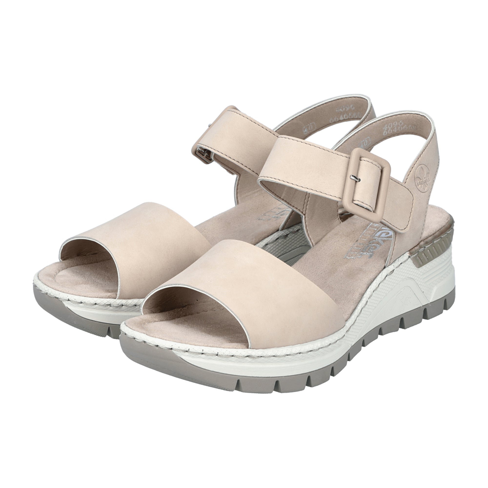 Rieker Morelia Beige Women's Wedge Sandals with Velcro Strap and Comfort Sole