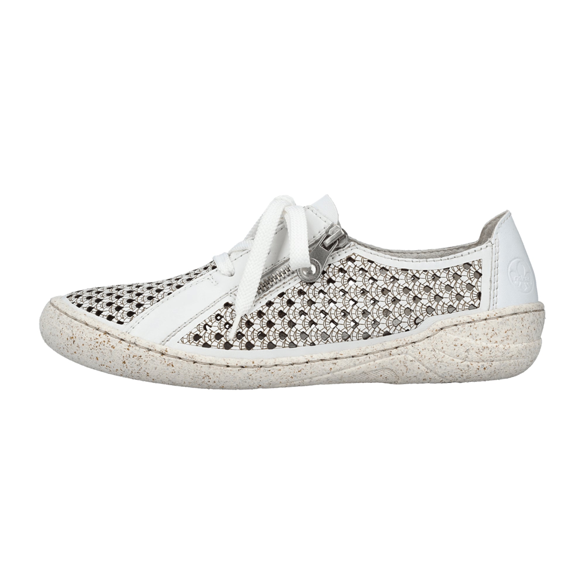 Rieker Women's White Lace-Up Shoes Comfortable Modern Design Synthetic Leather