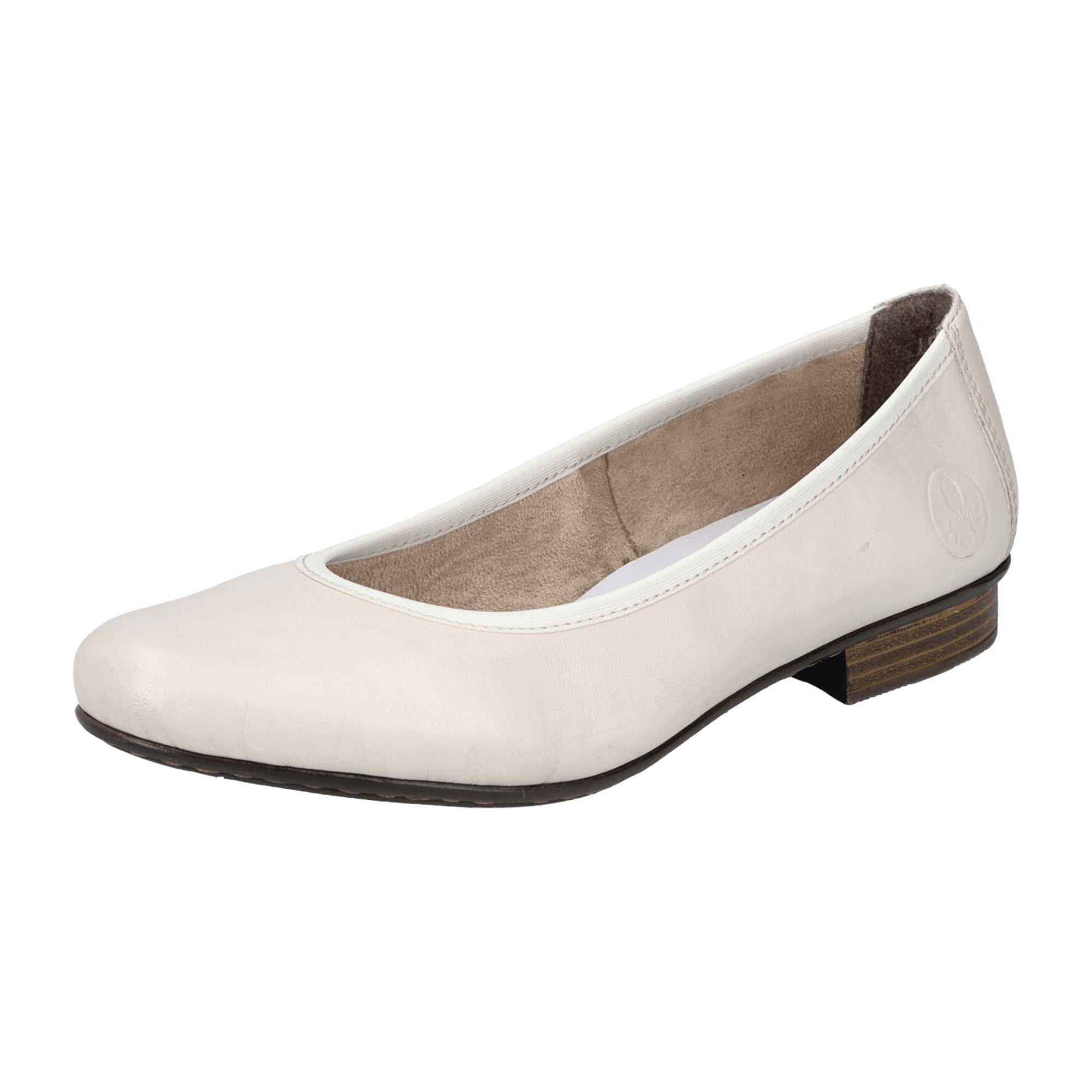 Rieker Women's White Leather Slip-On Pumps with Cushioned Sole