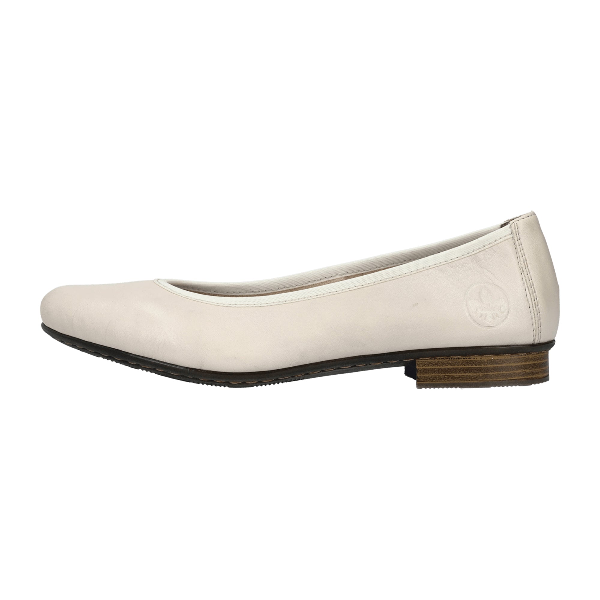 Rieker Women's White Leather Slip-On Pumps with Cushioned Sole