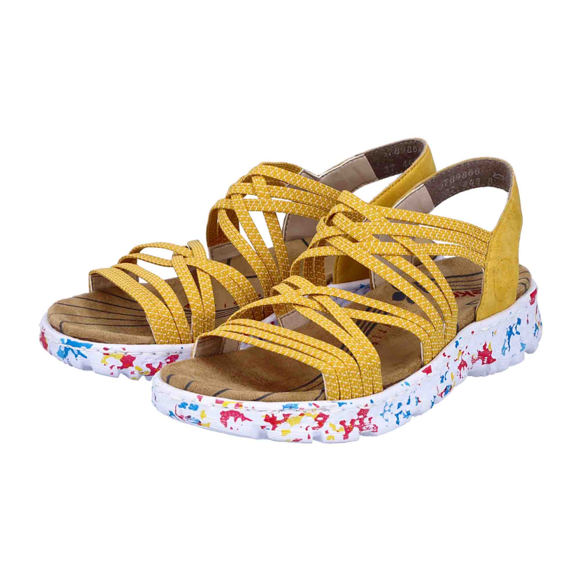 Rieker Women's Comfort Sandals Yellow Faux Leather with Velcro Straps