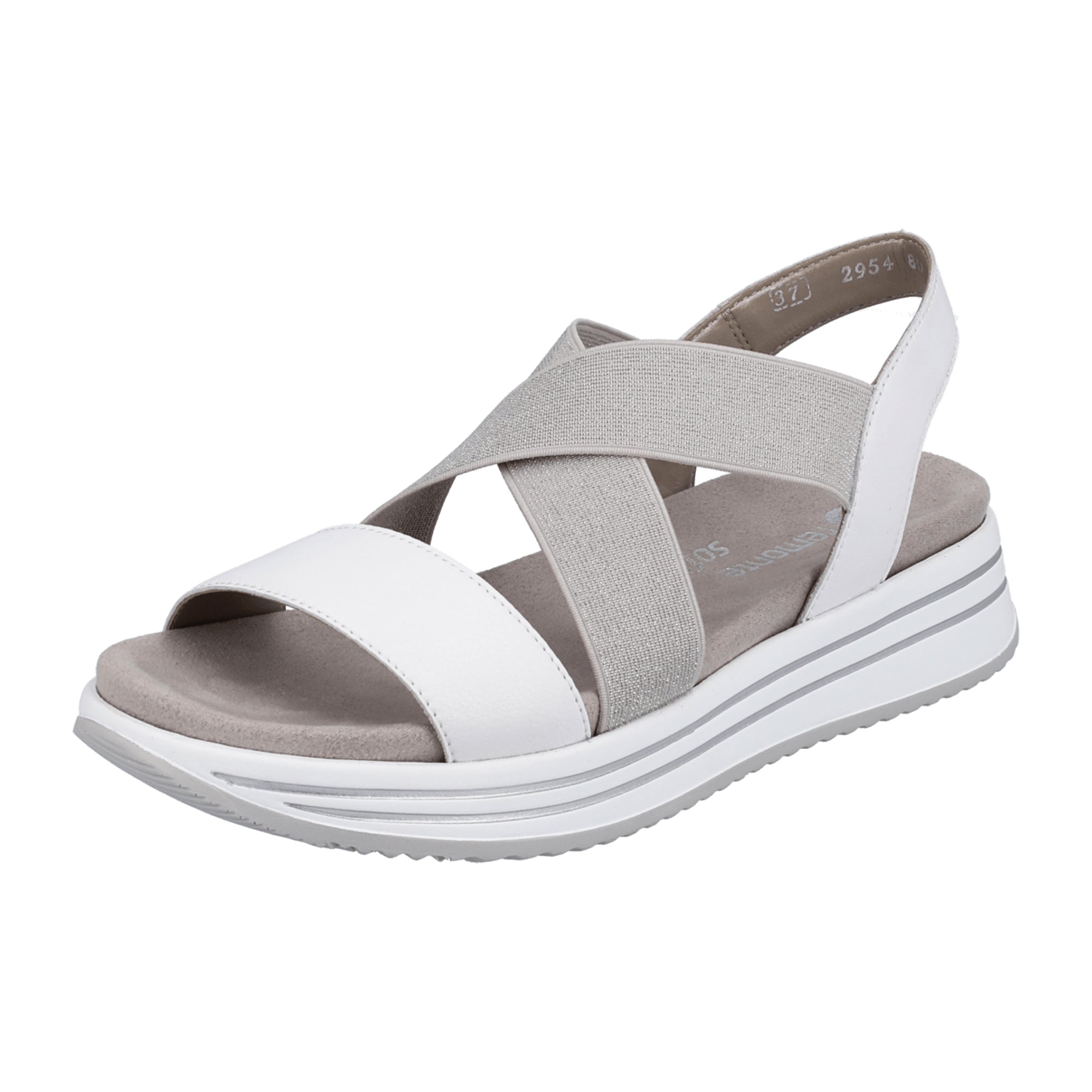 Remonte Women's White Leather Sandals Comfortable Stylish Summer Shoes