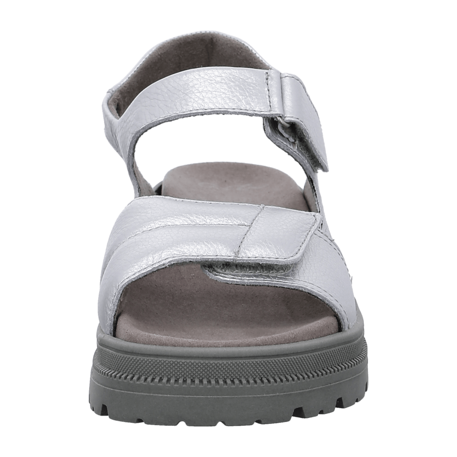 ARA Dover Women's Sandal in Silver Smooth Leather with Hook-and-Loop Closure and Ankle Strap