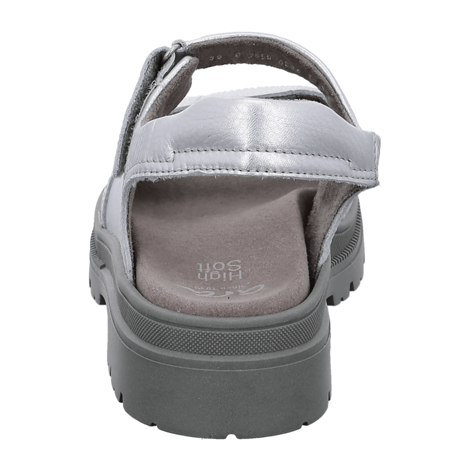 ARA Dover Women's Sandal in Silver Smooth Leather with Hook-and-Loop Closure and Ankle Strap