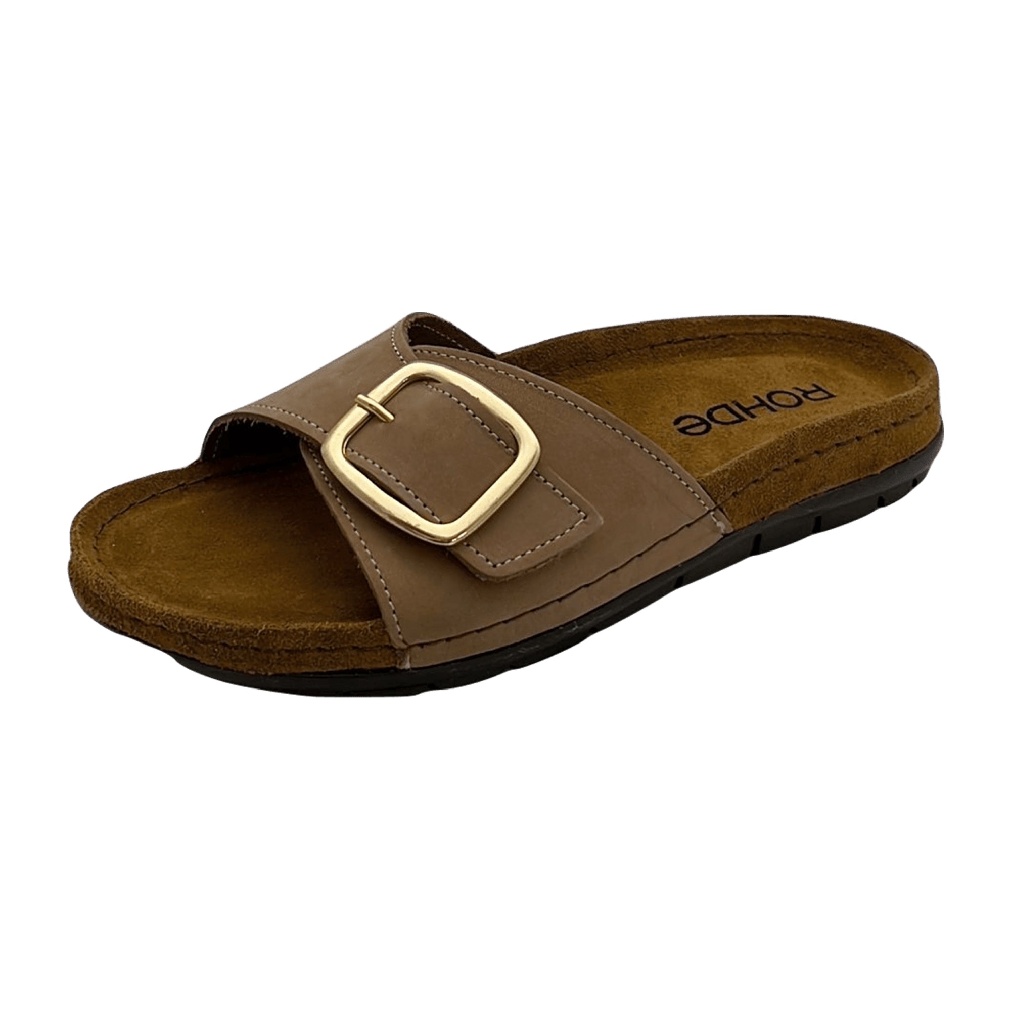 Rohde Women's Brown Suede Slip-On Sandals with Flat Heel for Spring/Summer