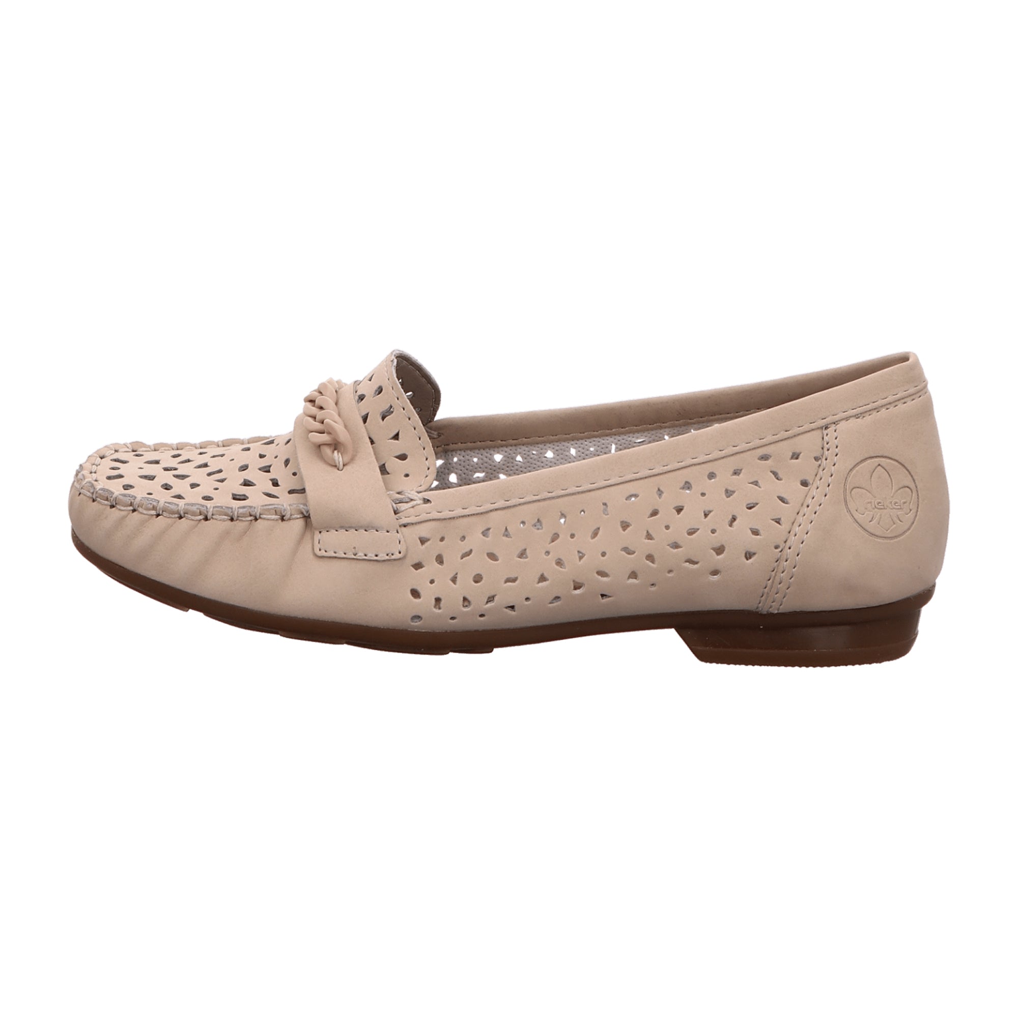 Rieker Beige Slip-On Women's Ballerina Shoes with Cushioned Sole and Comfort Fit