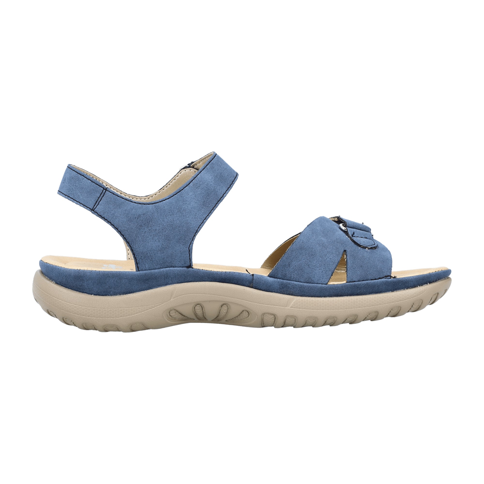 Rieker Women's Blue Azur Strappy Sandals with Velcro Closure and Comfort Sole