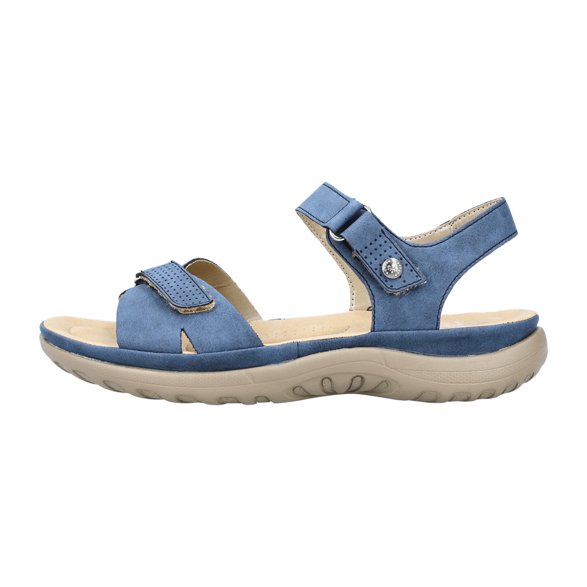 Rieker Women's Blue Azur Strappy Sandals with Velcro Closure and Comfort Sole